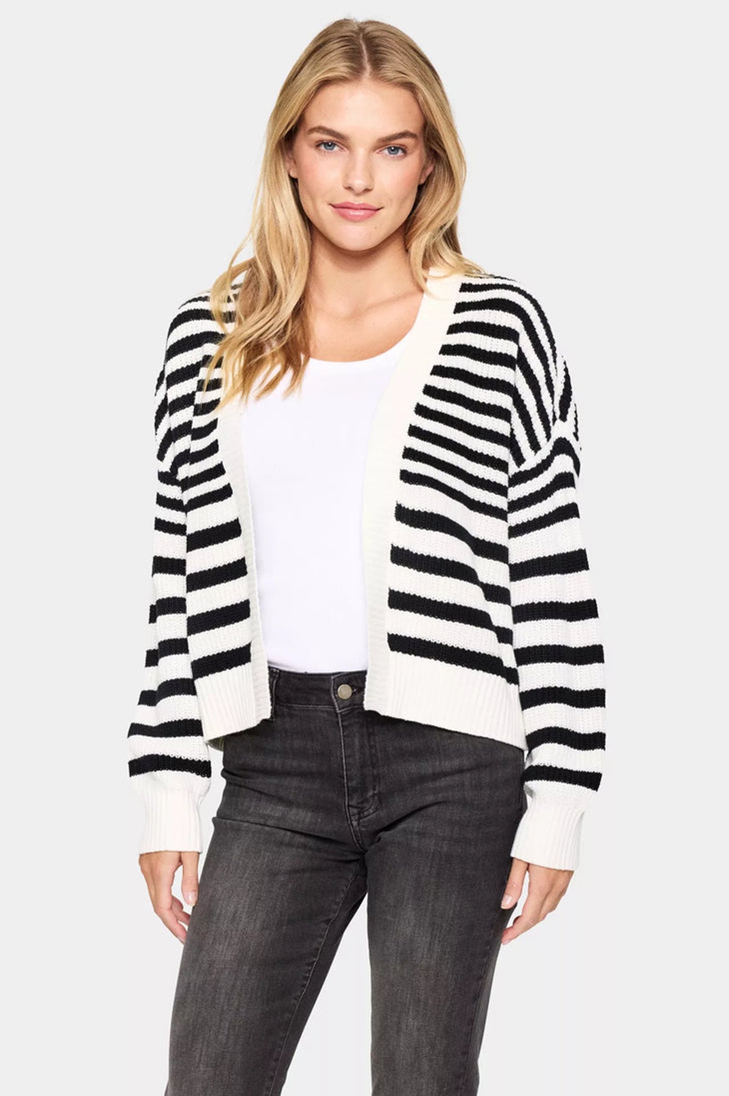 Saint Tropez Ibenmei Stripe Open Neck Cardigan