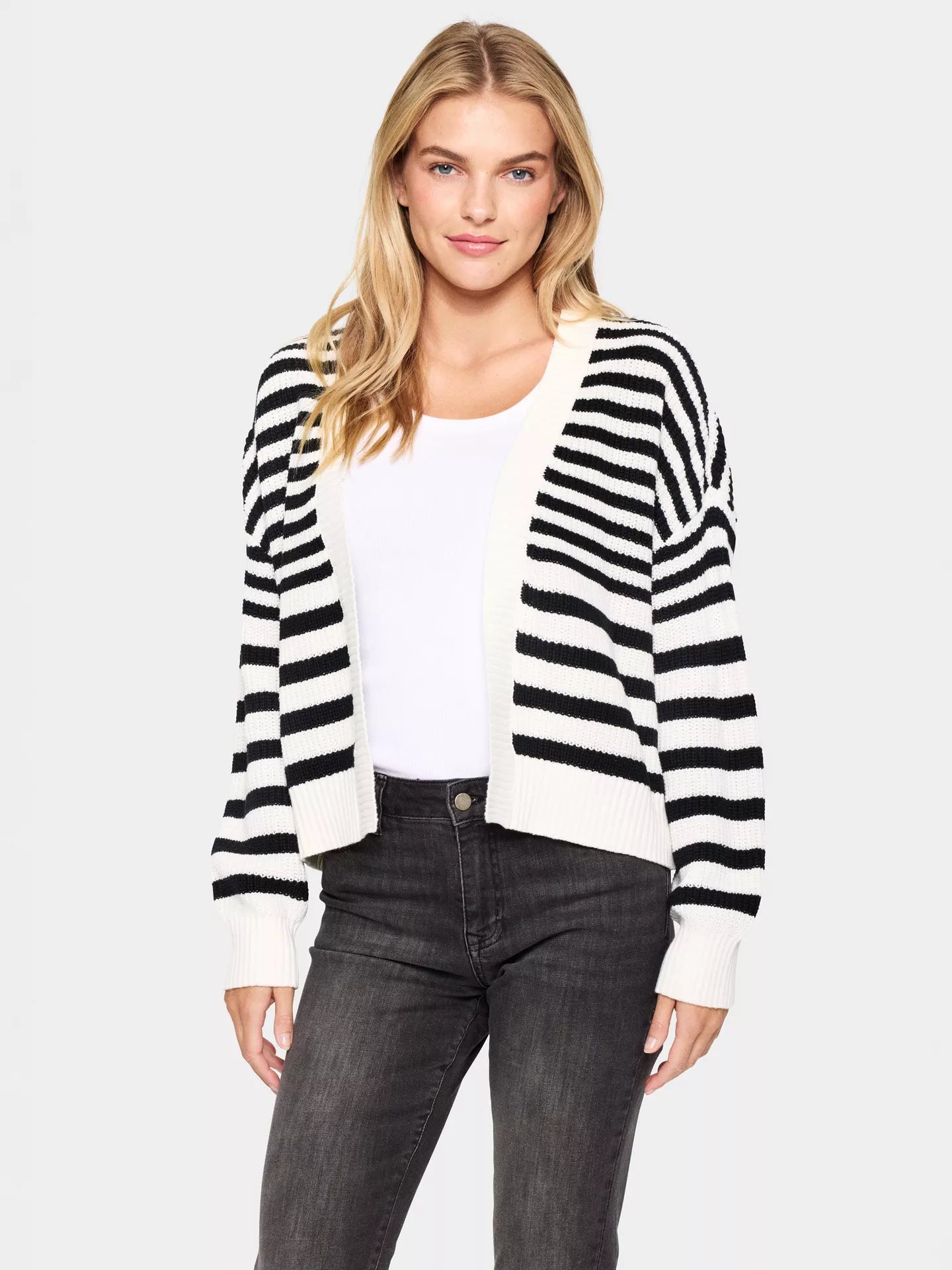 Saint Tropez Ibenmei Stripe Open Neck Cardigan