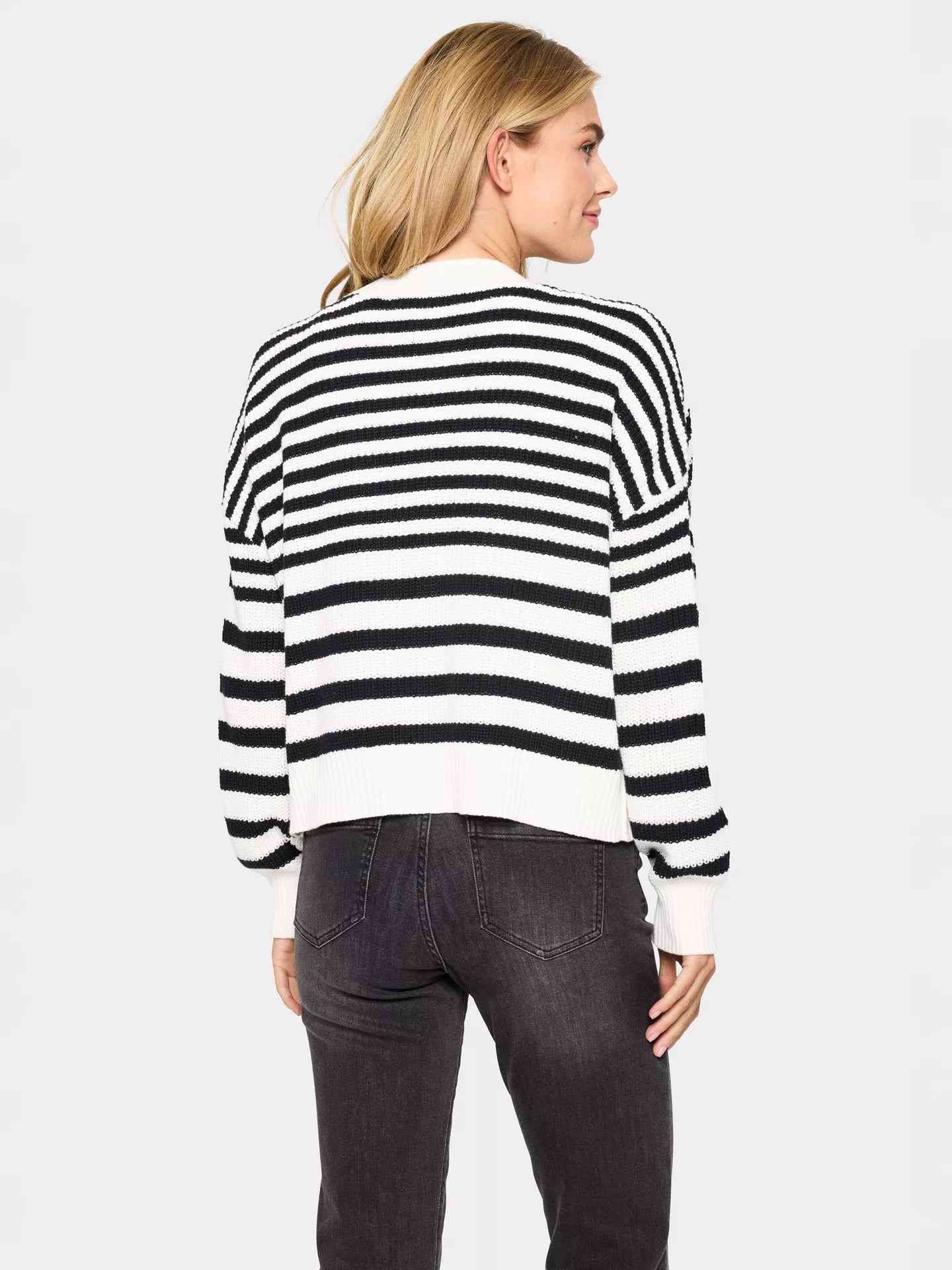 Saint Tropez Ibenmei Stripe Open Neck Cardigan