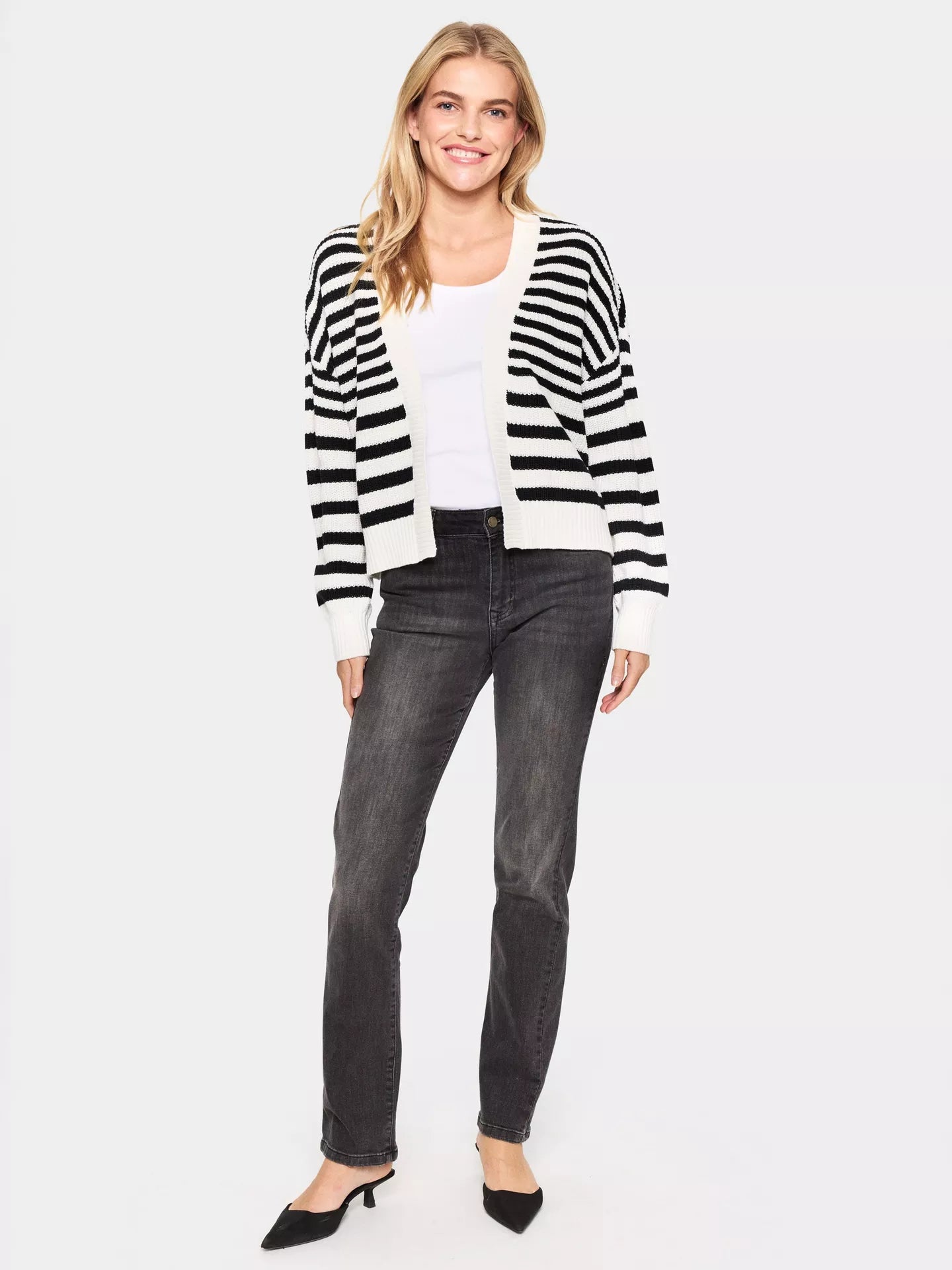 Saint Tropez Ibenmei Stripe Open Neck Cardigan