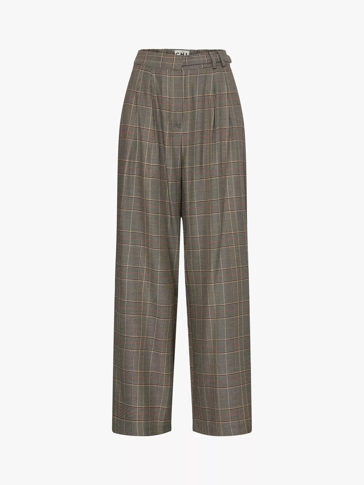 ICHI Ihlaito Check Wide Leg Trousers