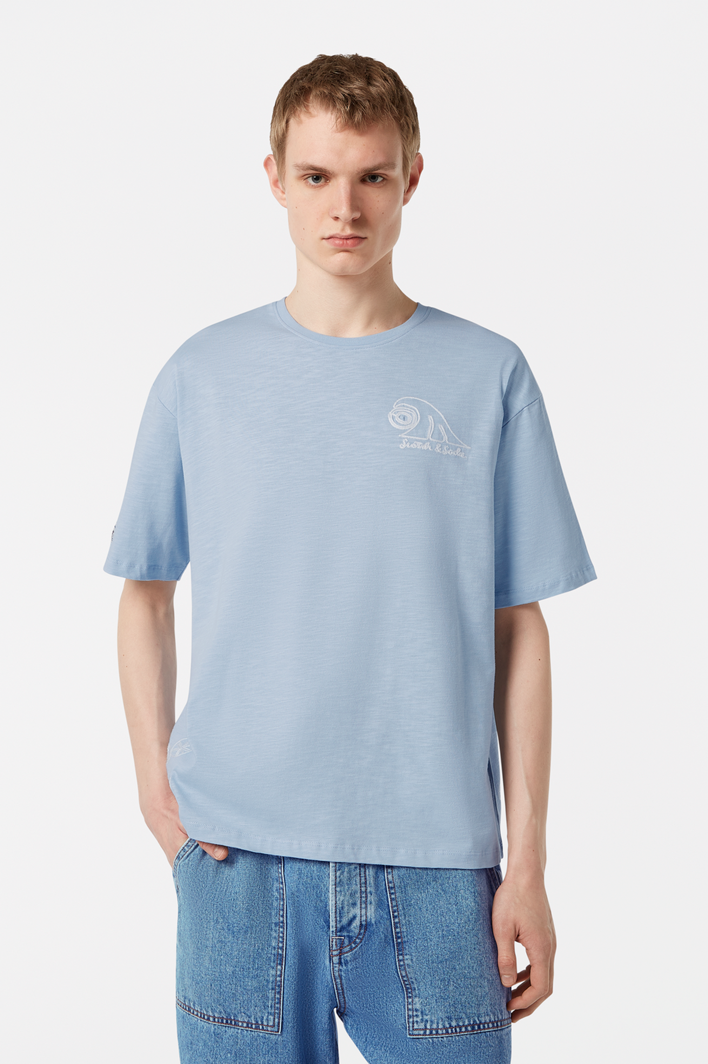Scotch and Soda Loose fit slub embroidery T-shirt