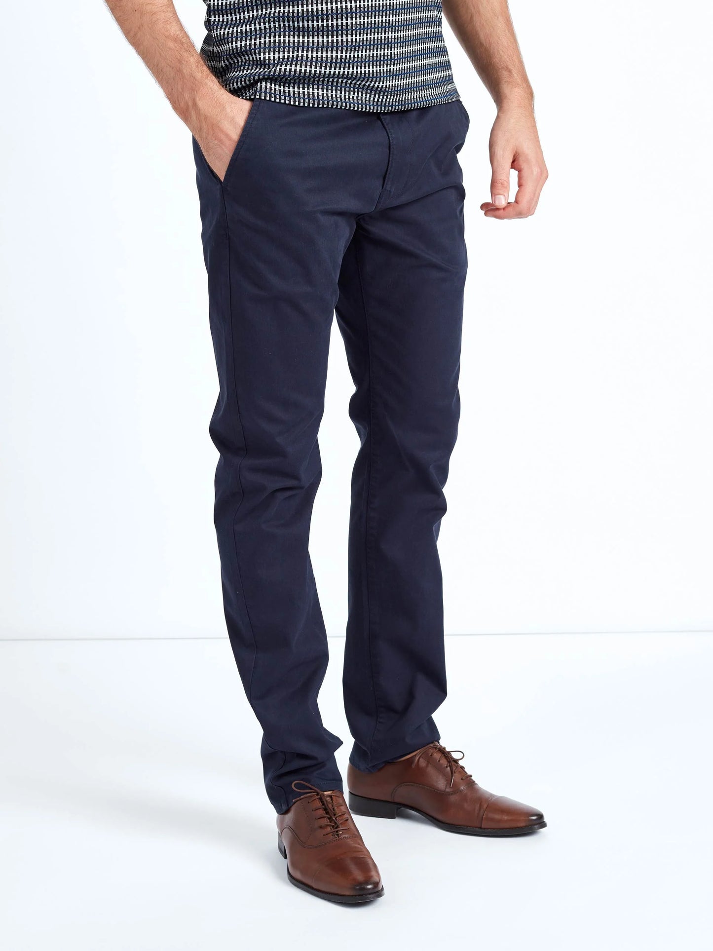 Mish Mash Slim Fit Mid Stretch Cotton Bromley Navy Chino Trousers