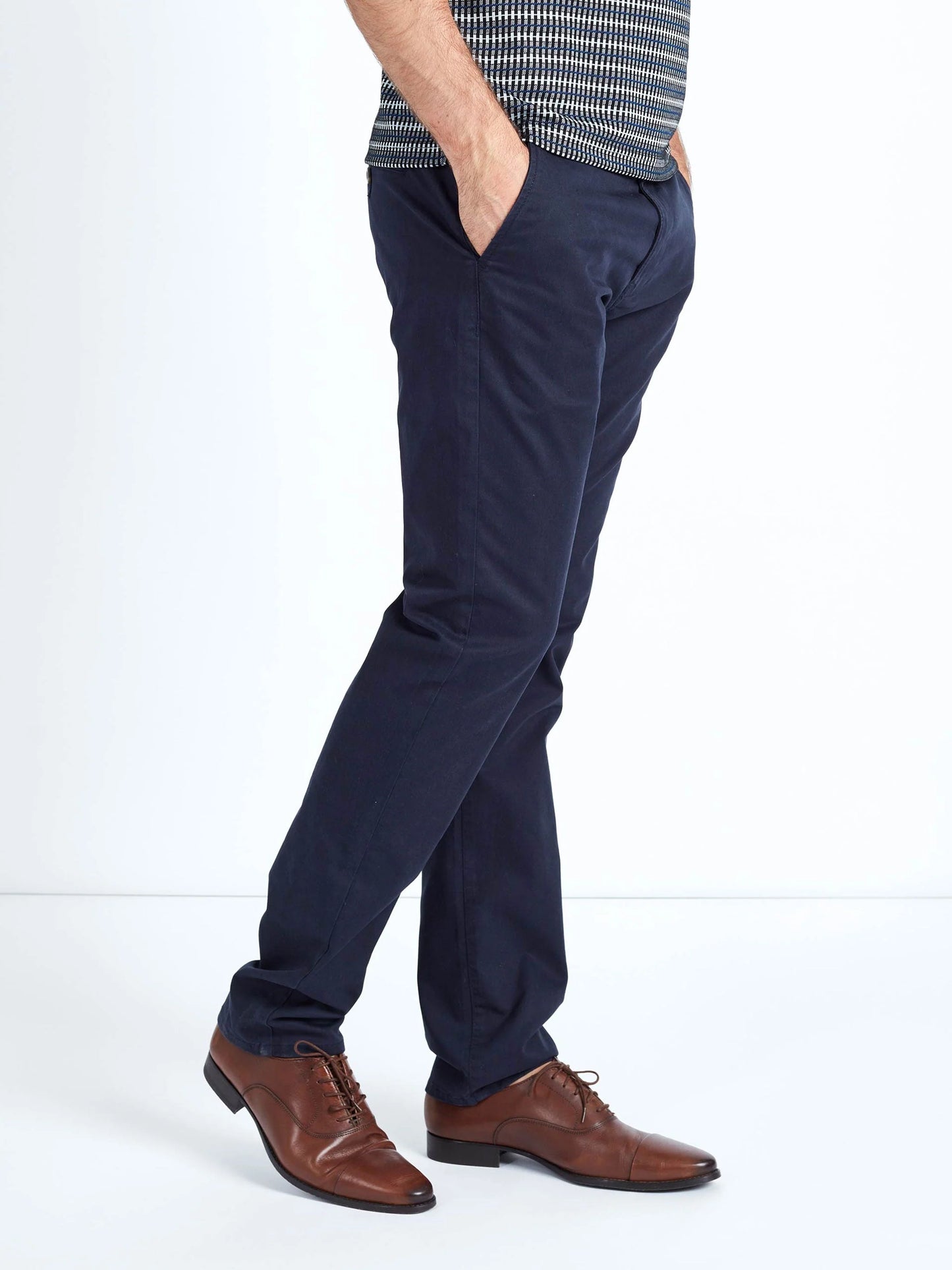 Mish Mash Slim Fit Mid Stretch Cotton Bromley Navy Chino Trousers