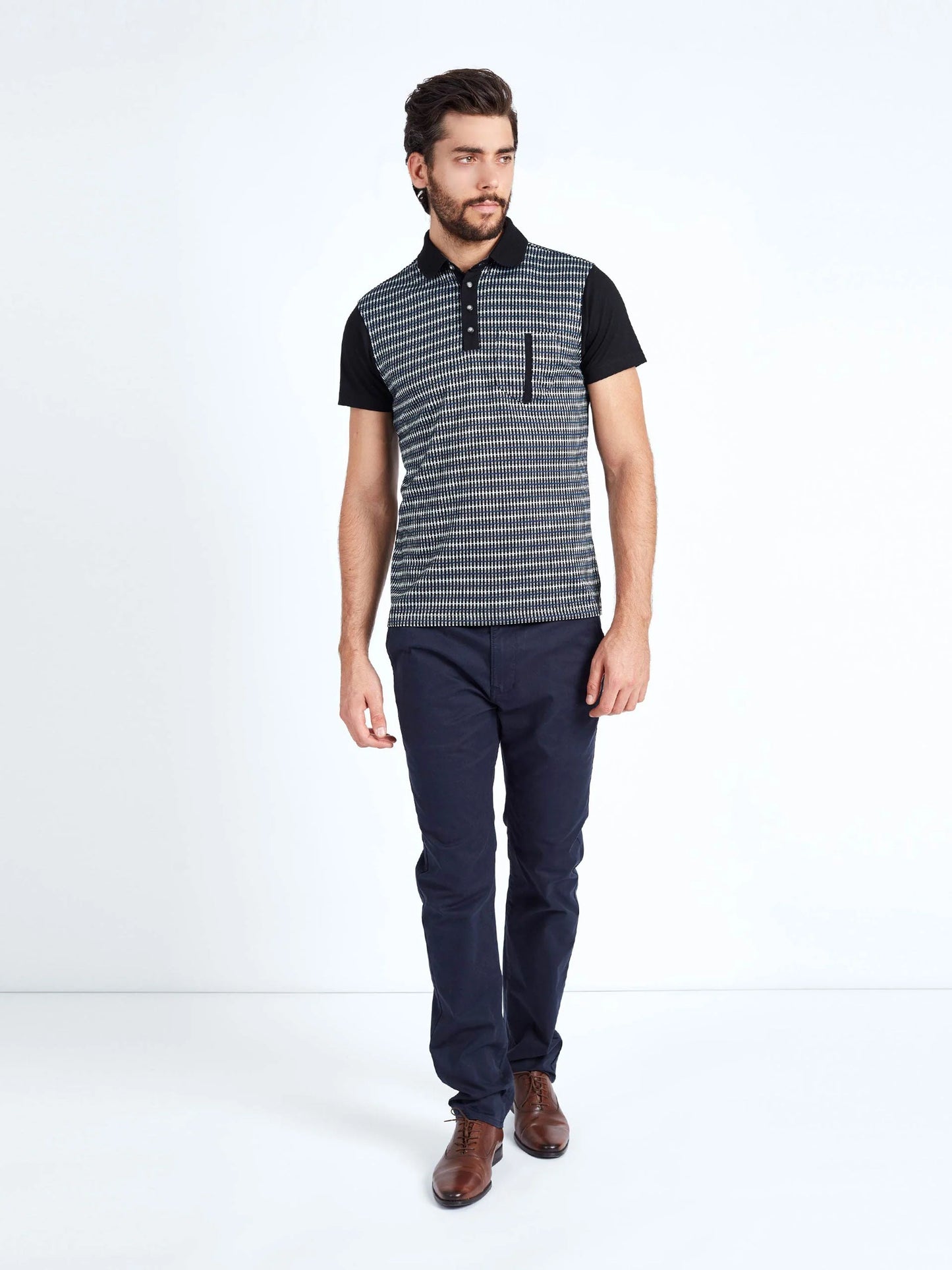 Mish Mash Slim Fit Mid Stretch Cotton Bromley Navy Chino Trousers