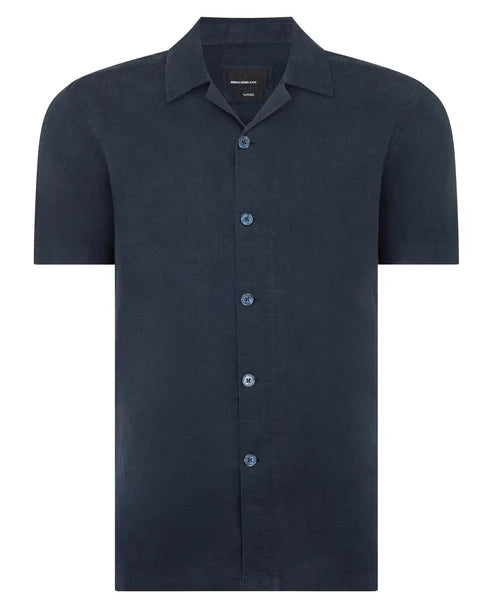Remus Uomo Tapered Fit Short Sleeve Linen Shirt