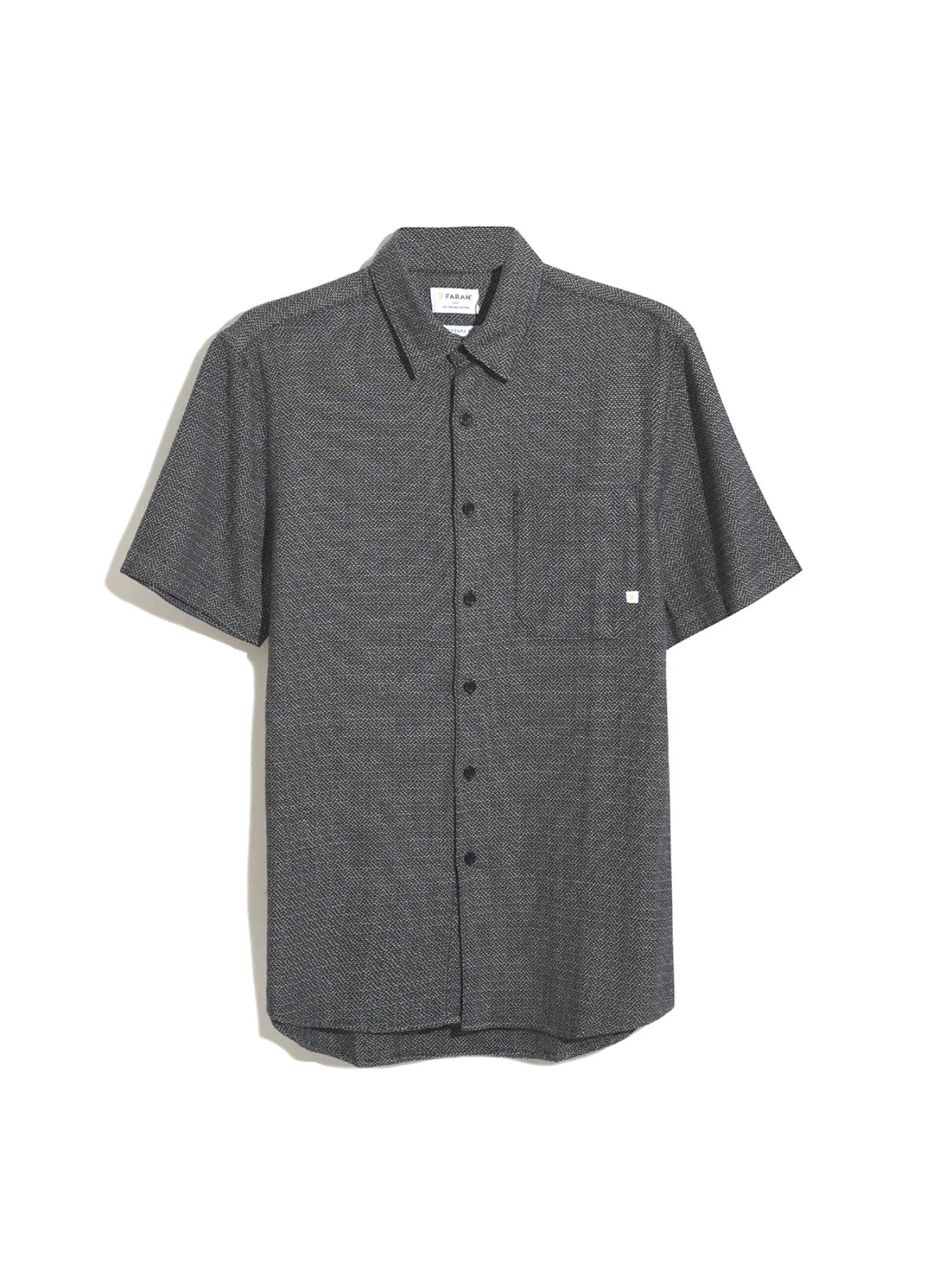Farah Denzie Jacquard Short Sleeve Shirt / True Navy