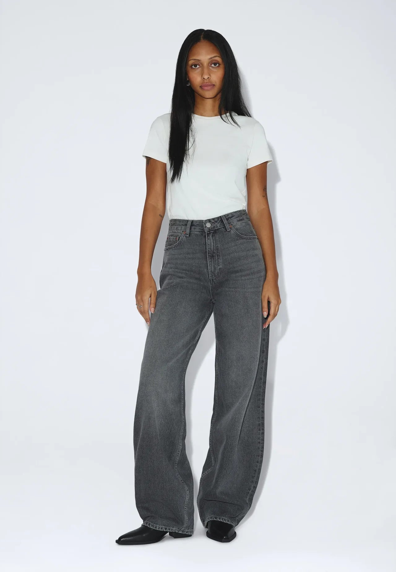 Dr. Denim Donna High Relaxed - Mid Grey Used