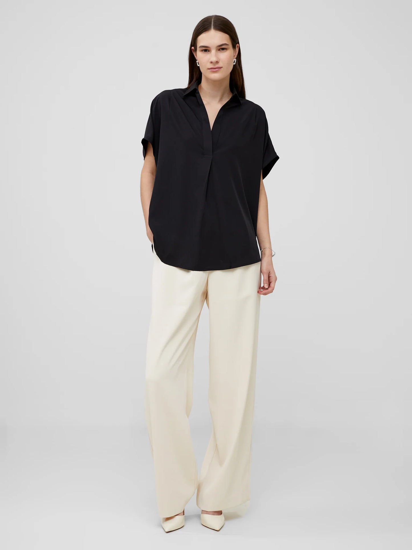 French Connection Crepe Light Recycled Popover Shirt