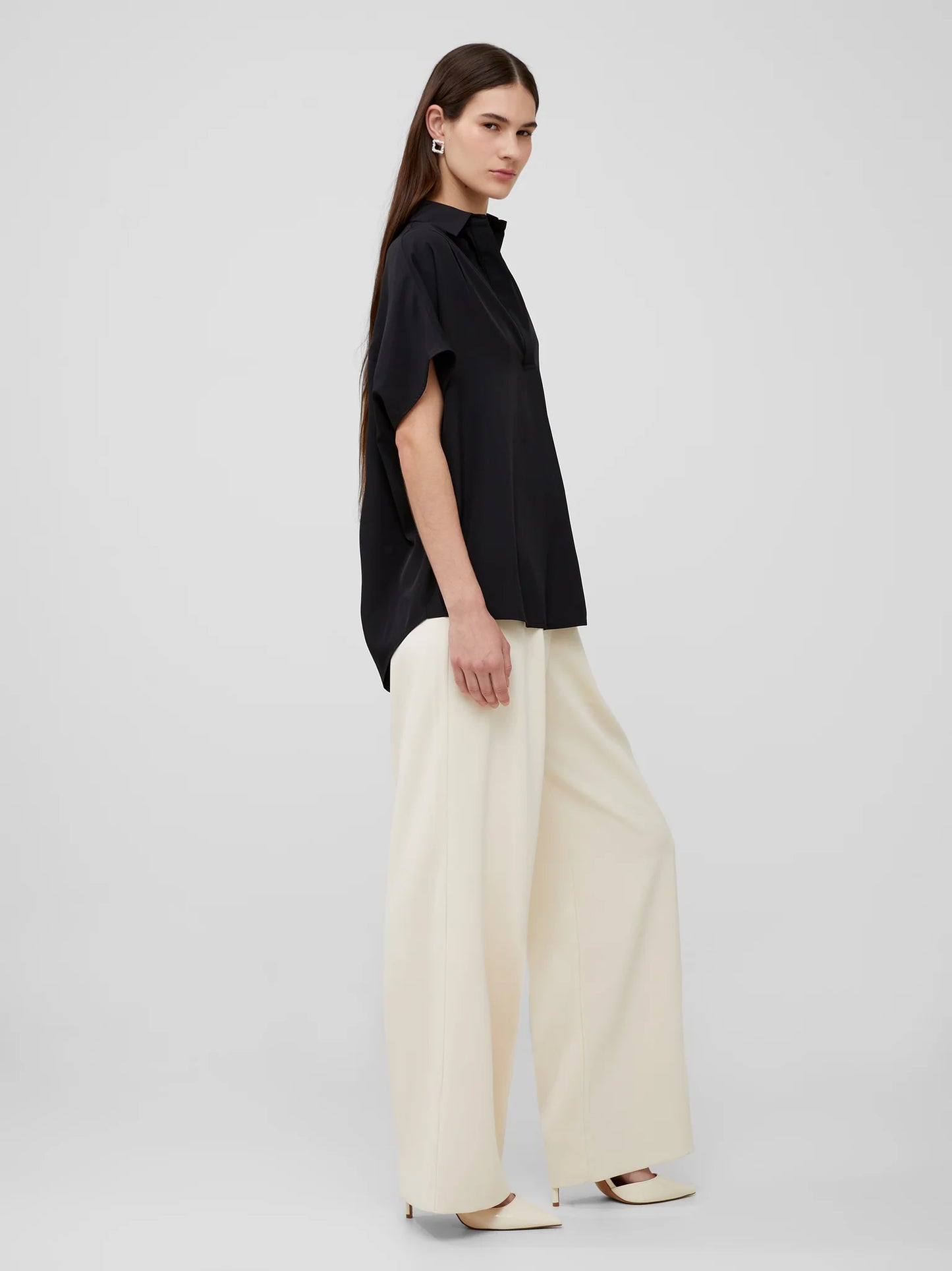 French Connection Crepe Light Recycled Popover Shirt