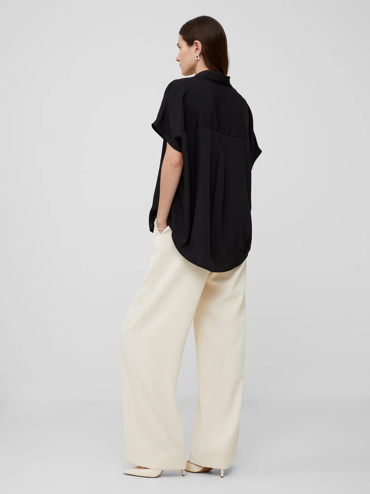 French Connection Crepe Light Recycled Popover Shirt