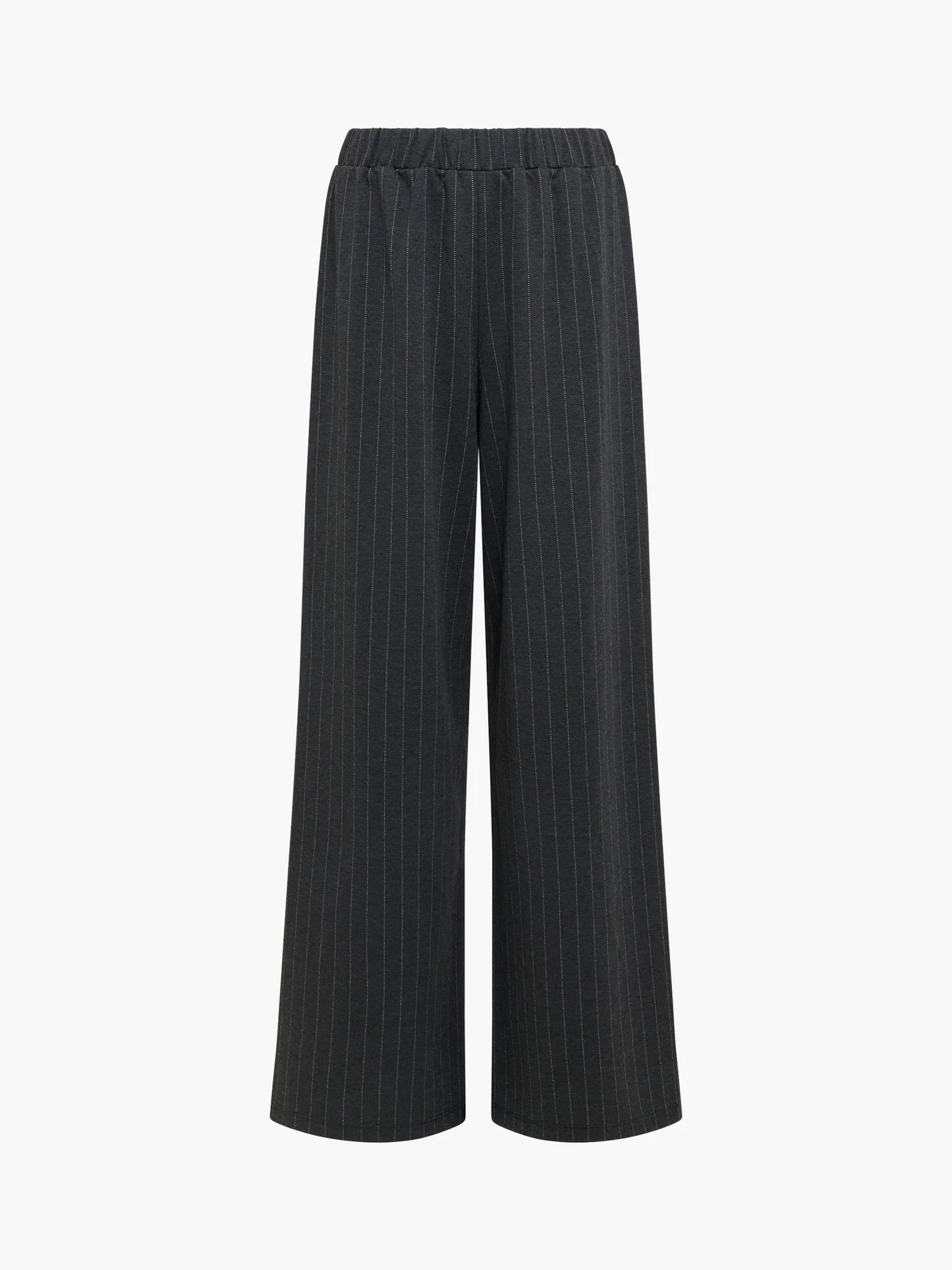 French Connection Sarai Grey Pinstripe Pull-On Wide Leg Trousers