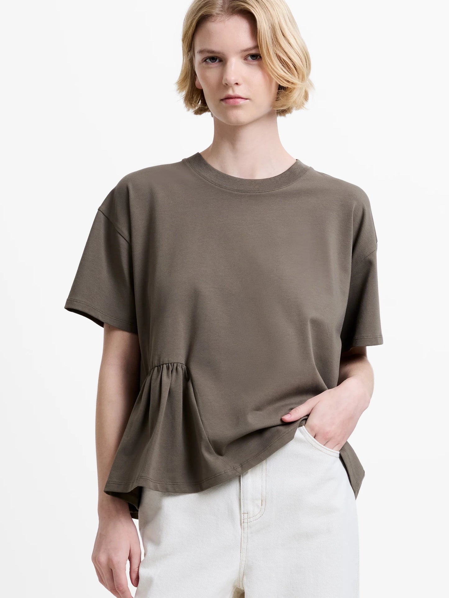 French Connection Rallie Asymmetric Peplum T-Shirt