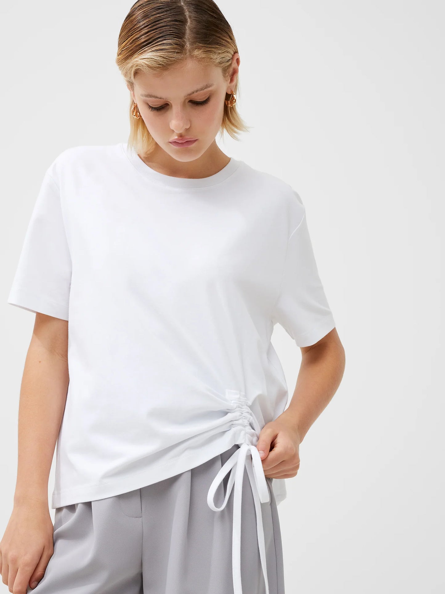 French Connection Rallie Cotton Rouched T-Shirt