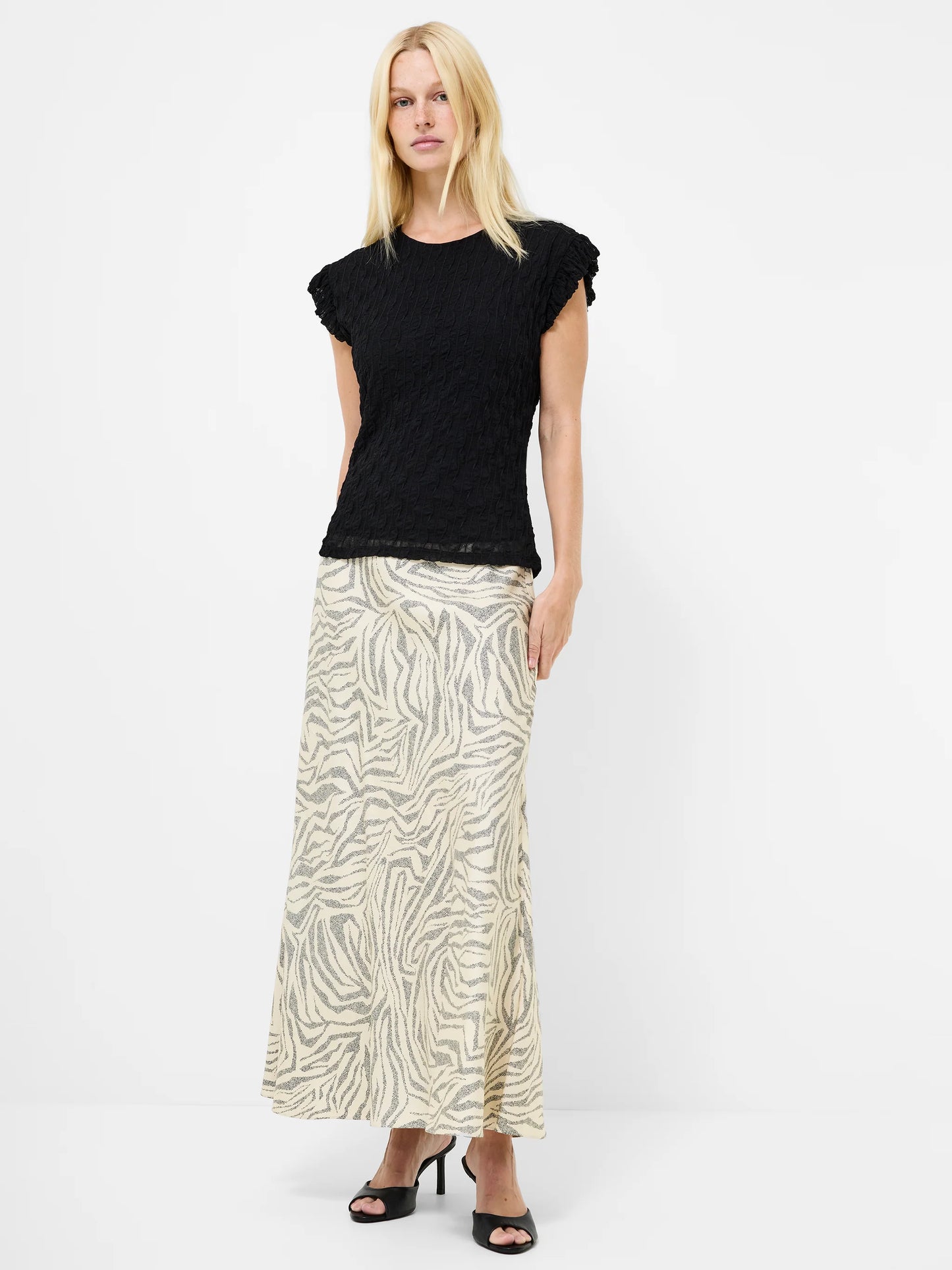 French Connection Wanda Textured Jersey Peplum Top