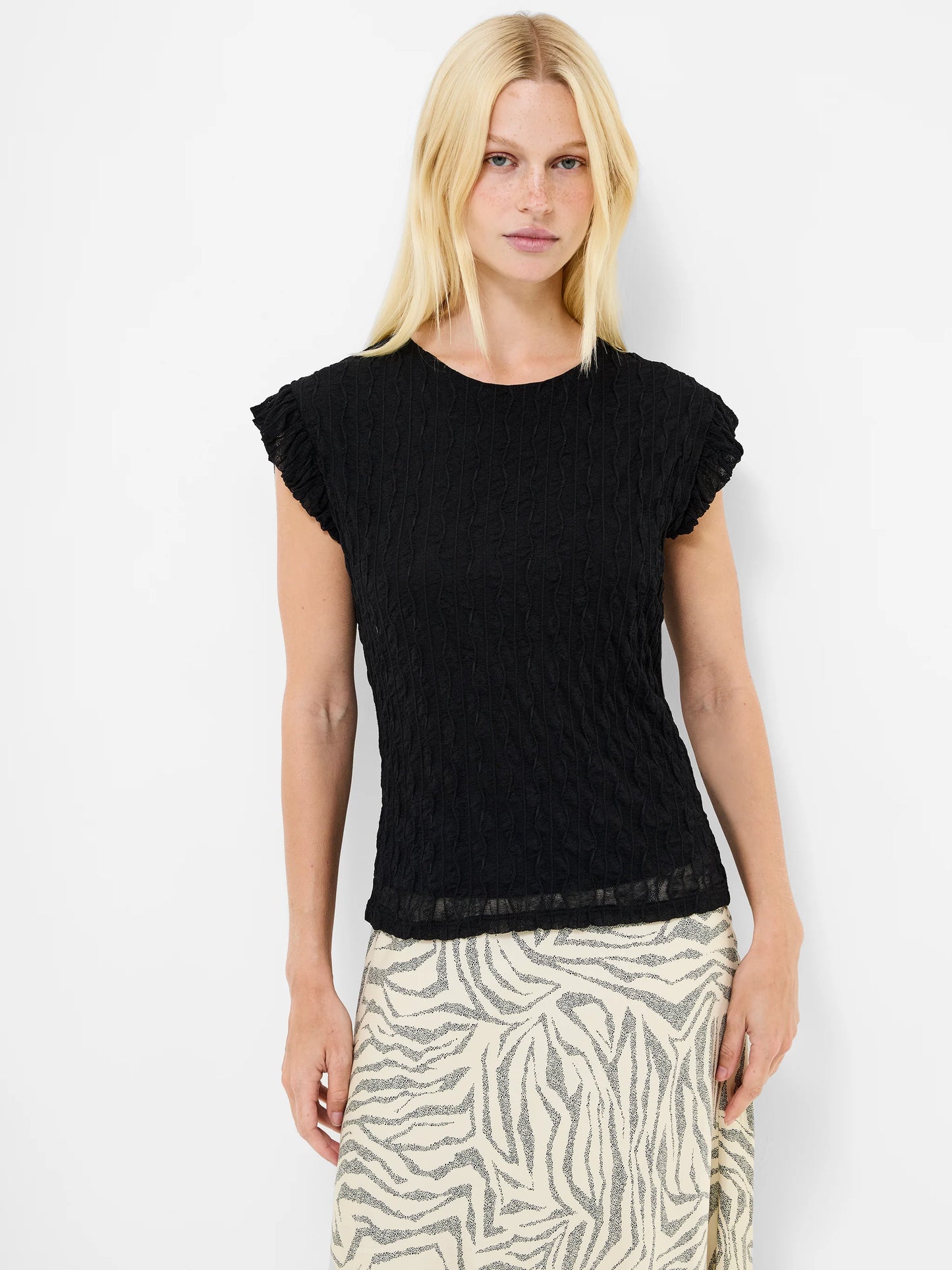 French Connection Wanda Textured Jersey Peplum Top