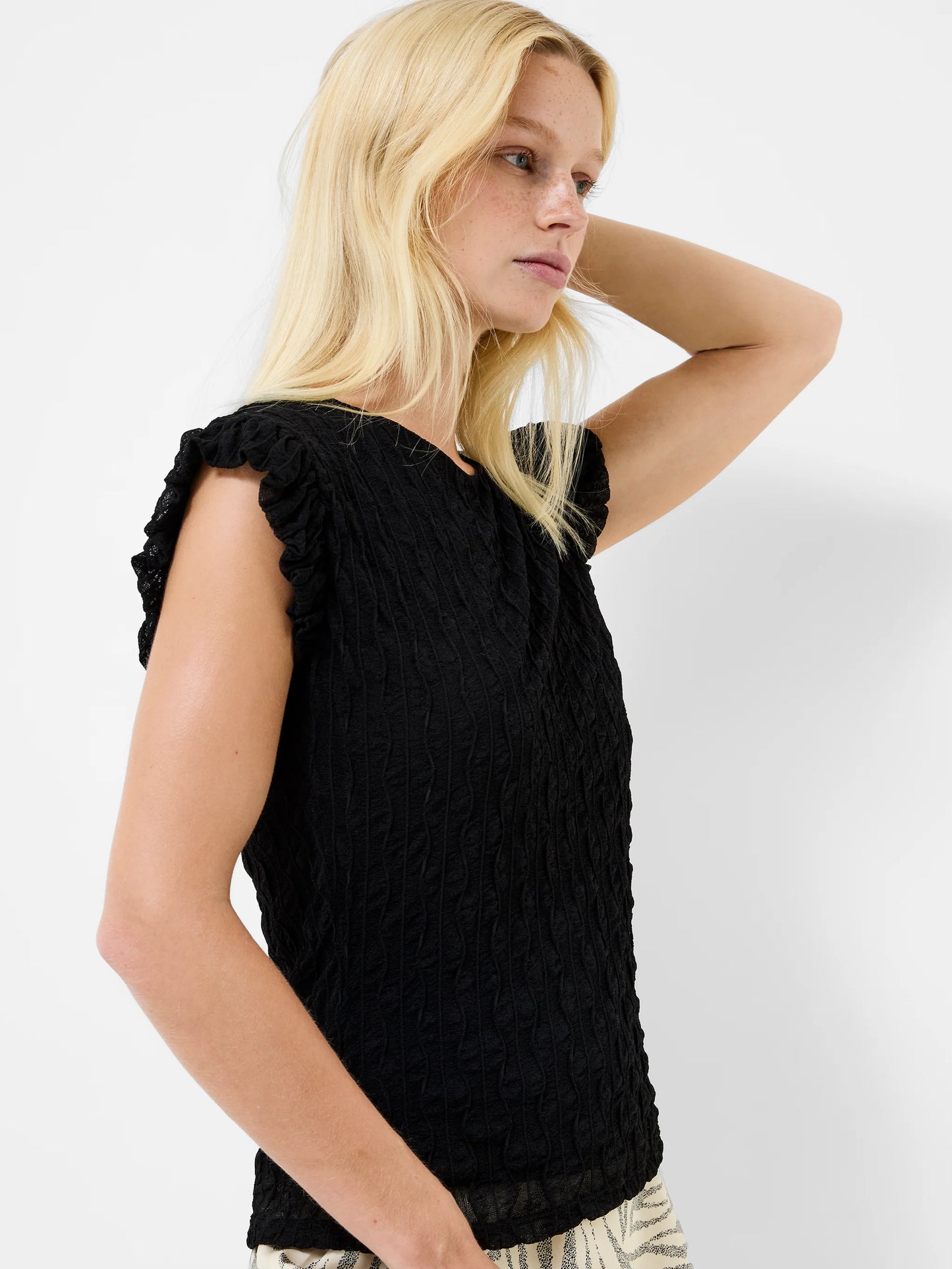 French Connection Wanda Textured Jersey Peplum Top