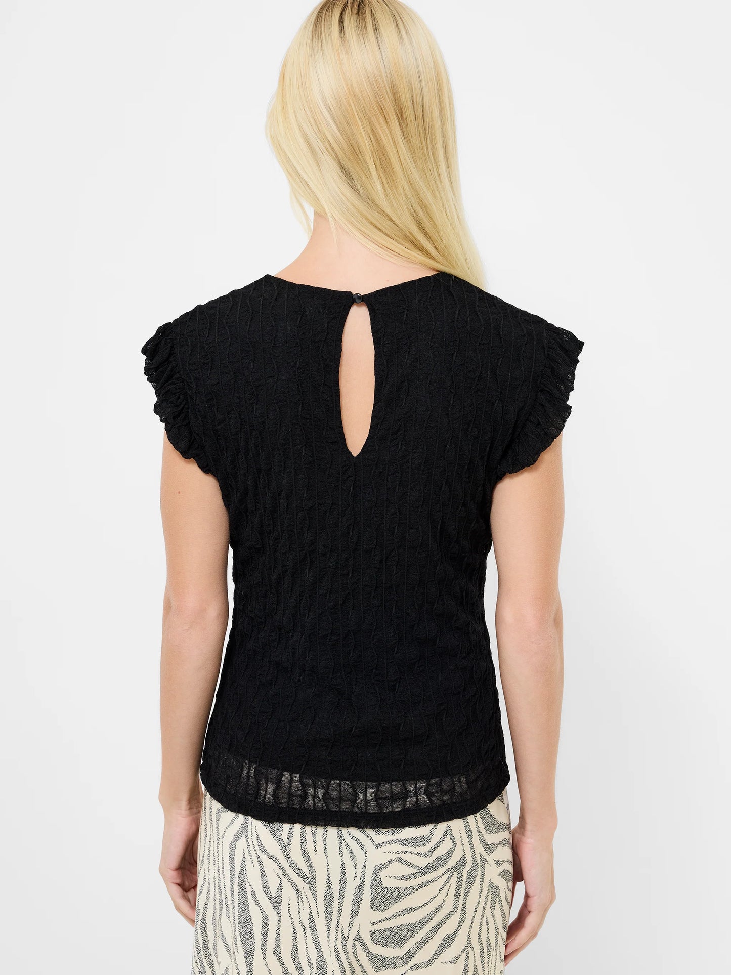 French Connection Wanda Textured Jersey Peplum Top