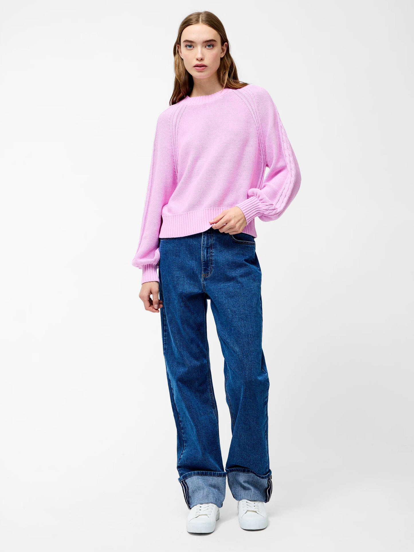French Connection Lily Cable Knit Balloon Sleeve Jumper