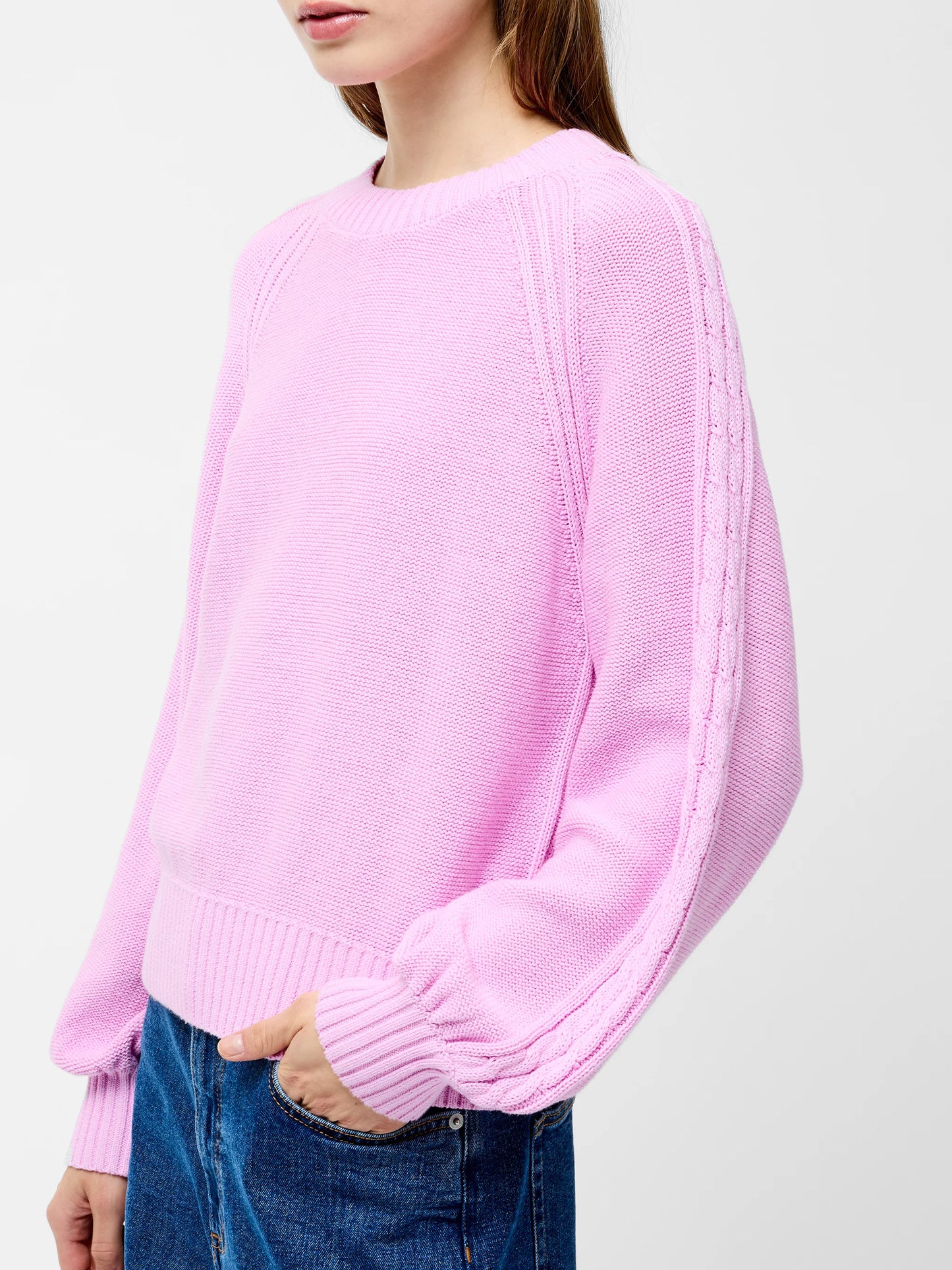 French Connection Lily Cable Knit Balloon Sleeve Jumper