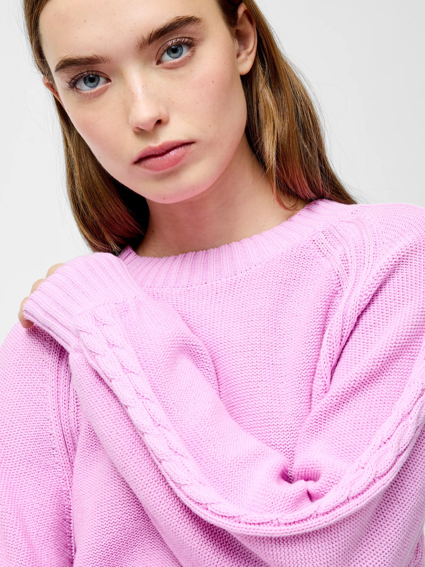 French Connection Lily Cable Knit Balloon Sleeve Jumper