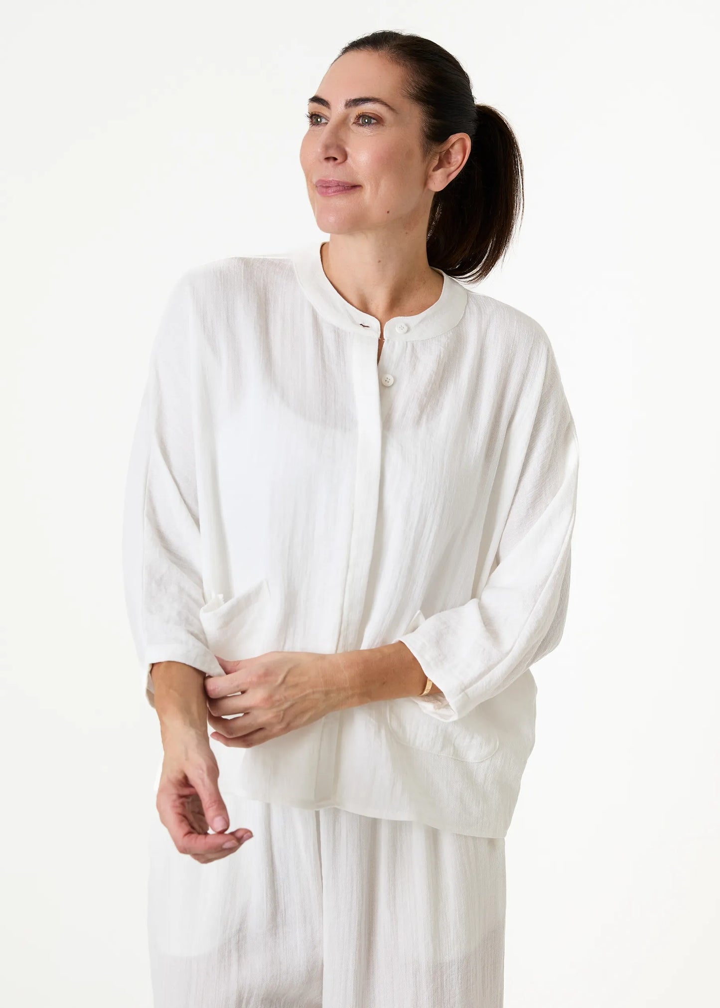 Dreams London Ripple Grandad Collar Batwing Shirt