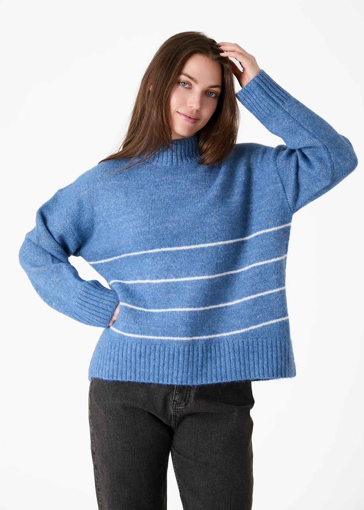 Dreams London Cloud Yarn Turtle Neck Stripe Jumper