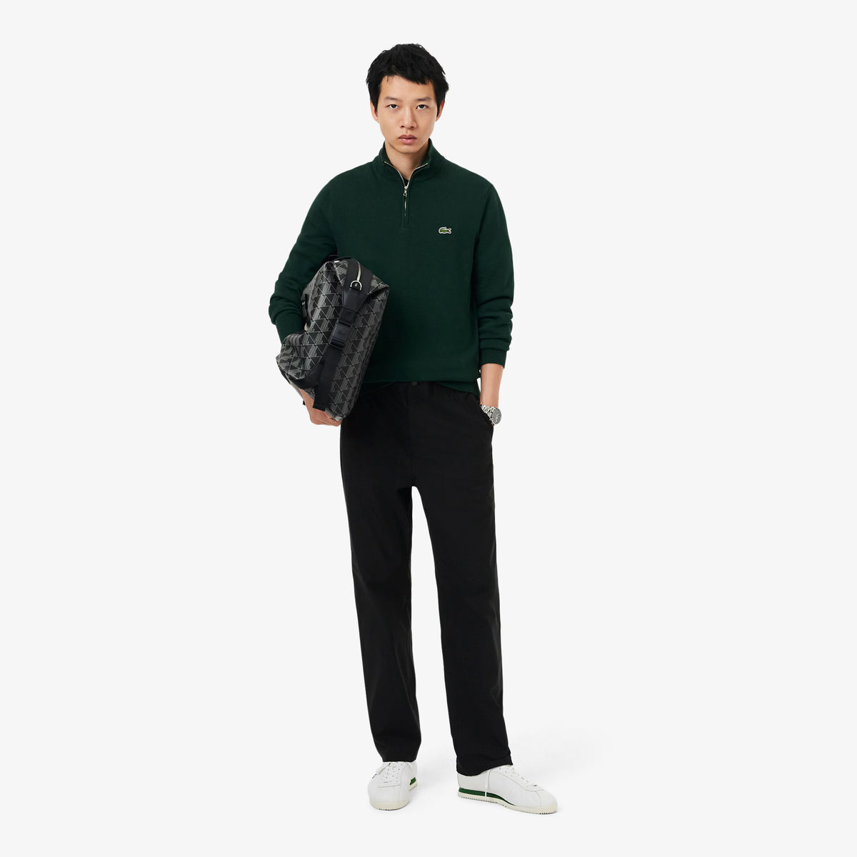 Lacoste Zipped High Neck Cotton Sweater