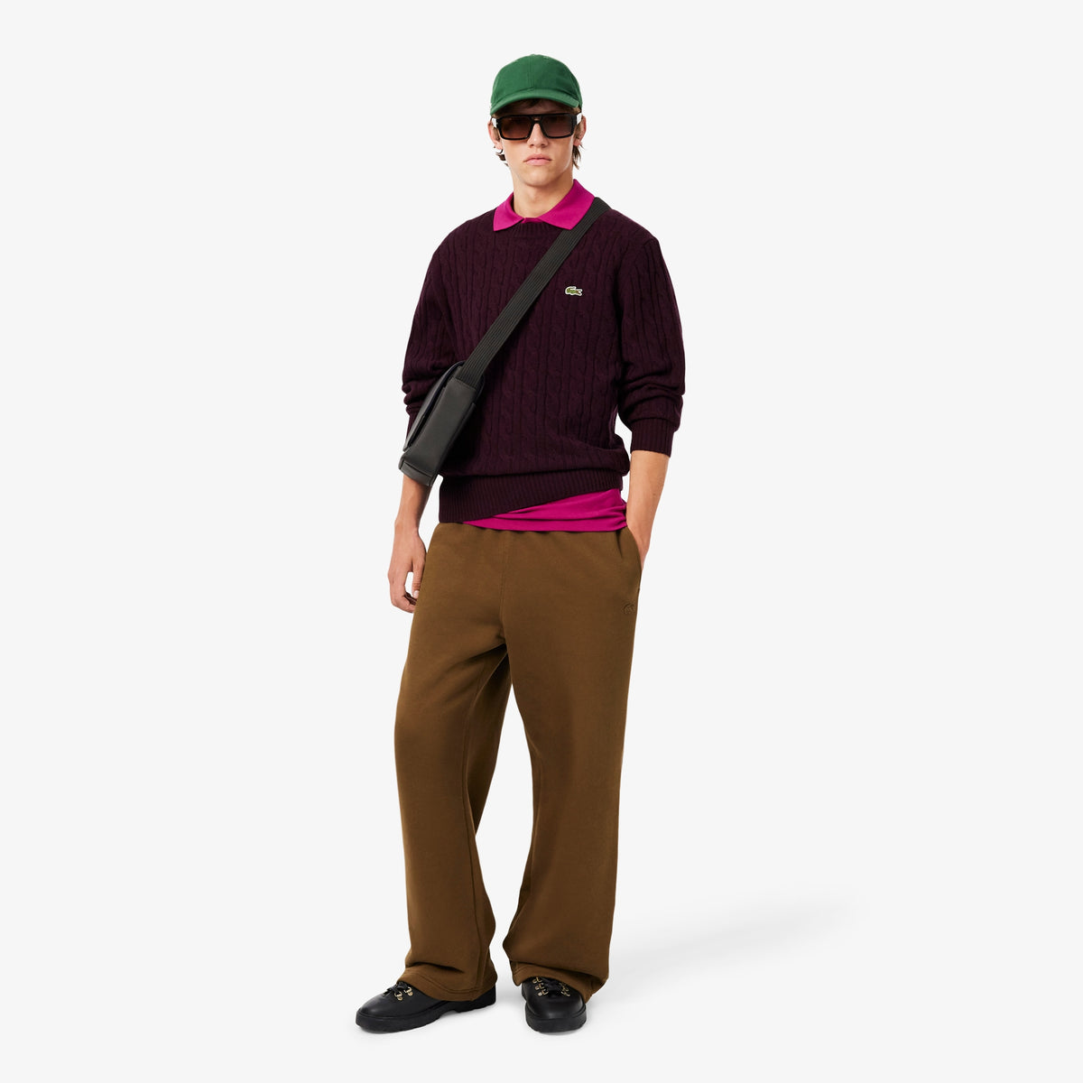 Lacoste Cable Knit Wool Crew Neck Sweater