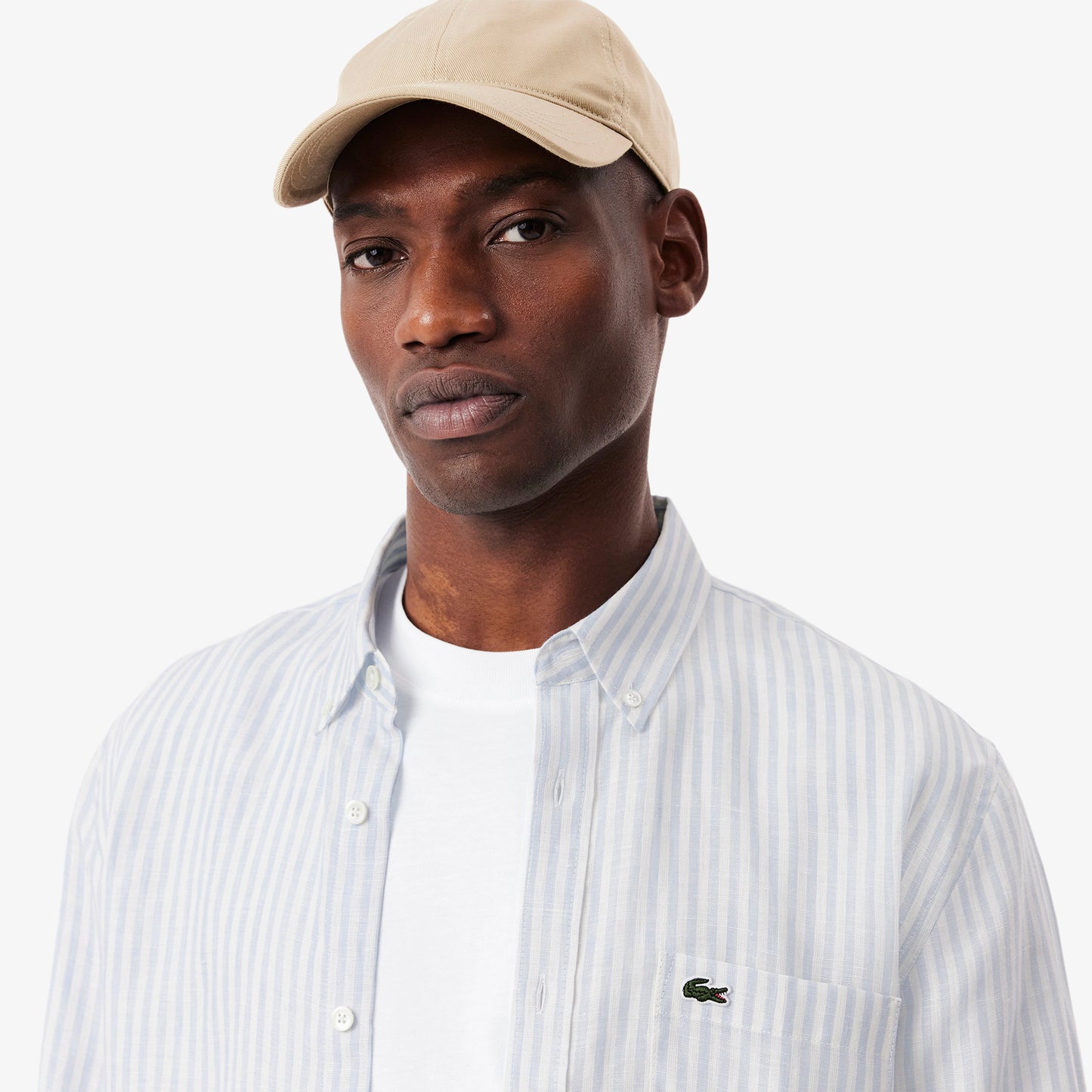 Lacoste Regular Fit Striped Linen Shirt