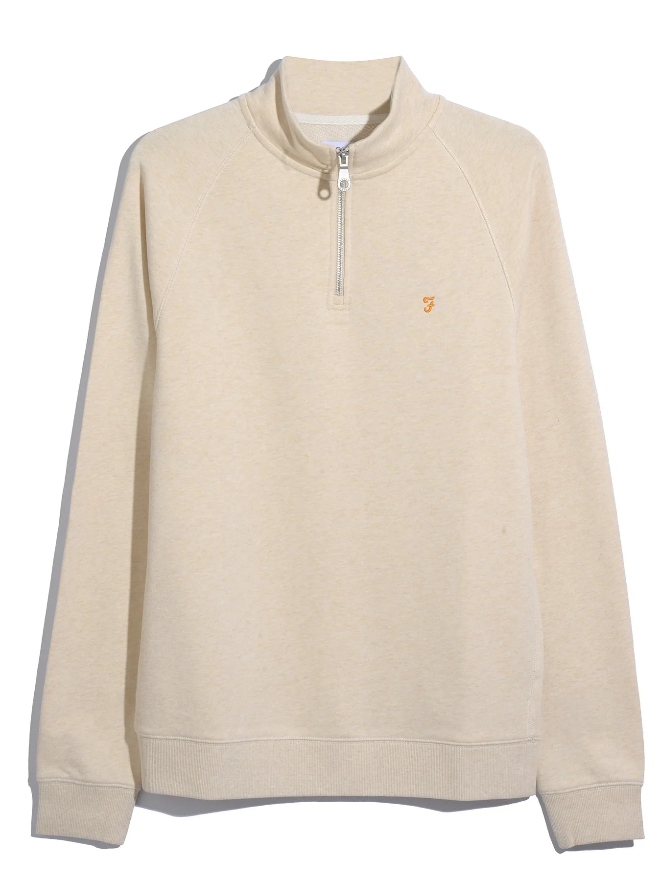 Farah Jim Organic Cotton Quarter Zip Sweatshirt In Birch Grey Marl