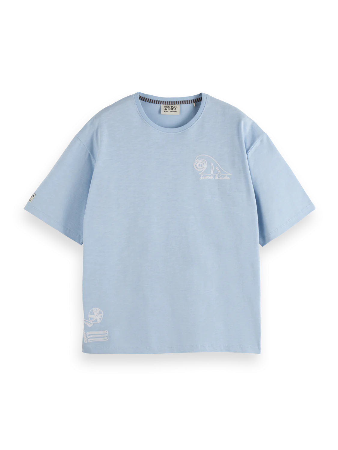 Scotch and Soda Loose fit slub embroidery T-shirt