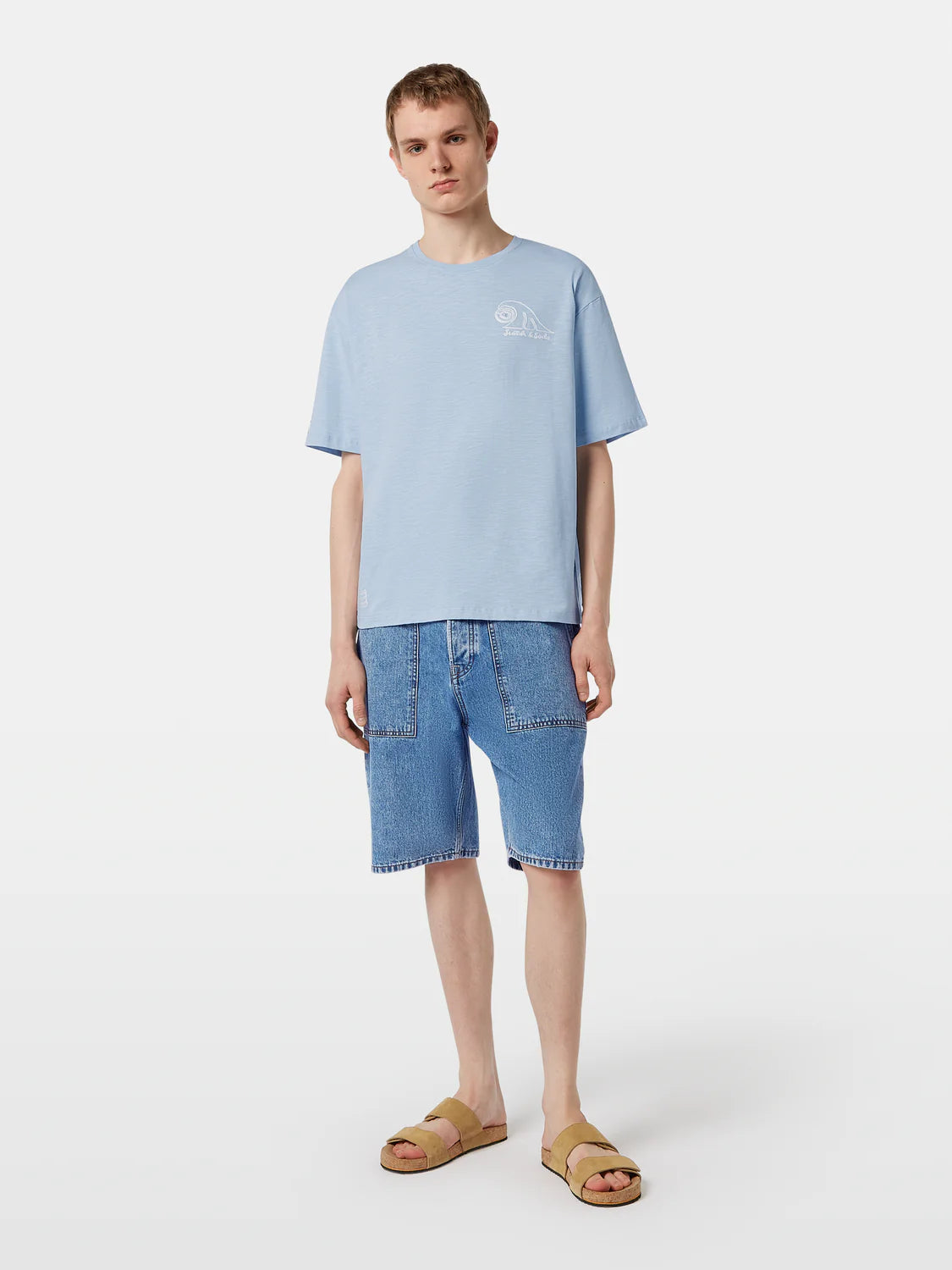 Scotch and Soda Loose fit slub embroidery T-shirt