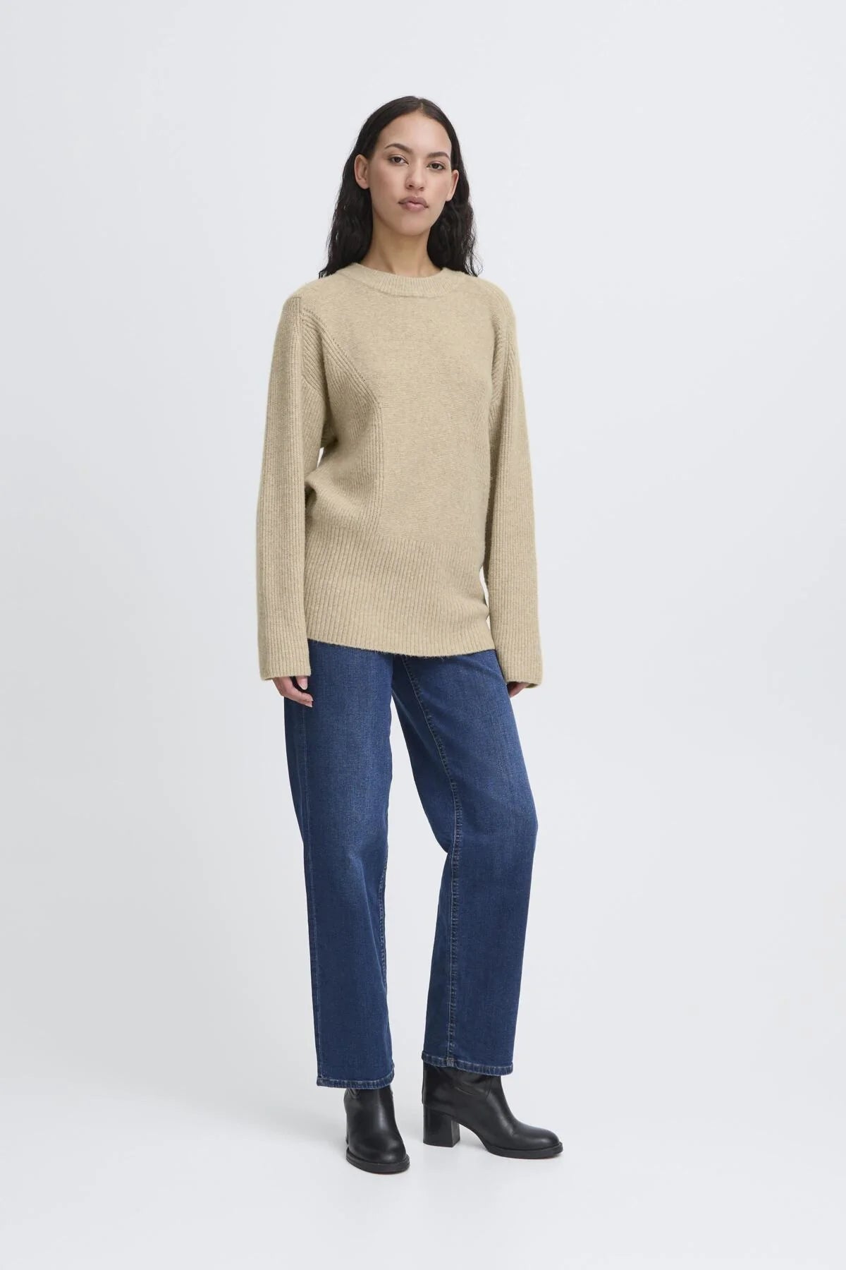 ICHI Ducie Long Sleeved Round Neck Jumper