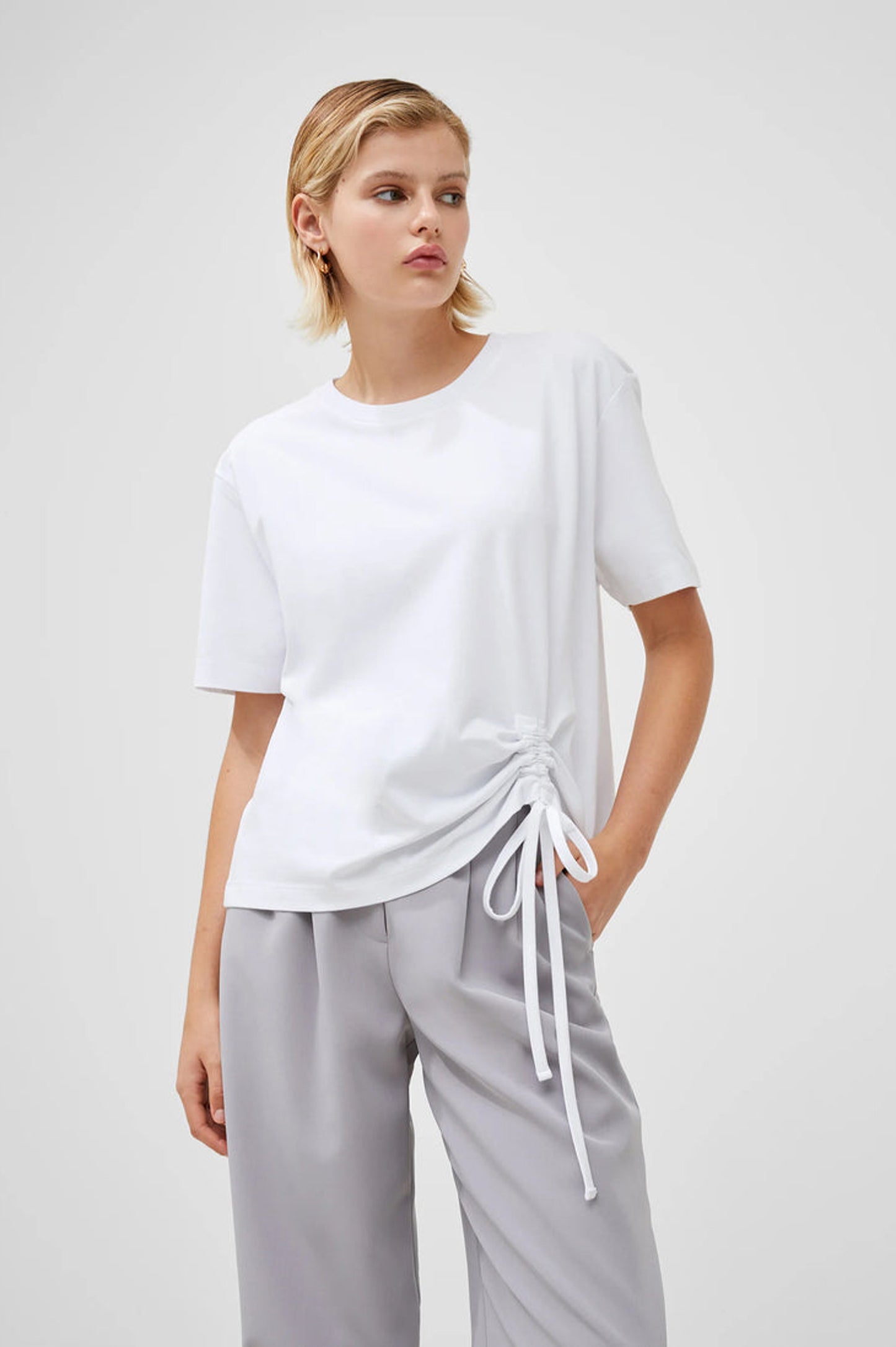 French Connection Rallie Cotton Rouched T-Shirt
