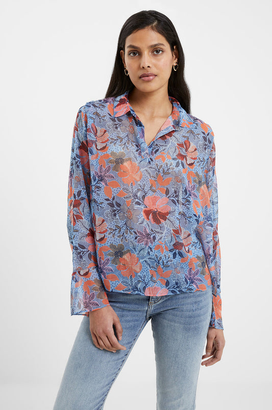 French Connection Adalina Recycled Hallie Crinkle Popover Shirt