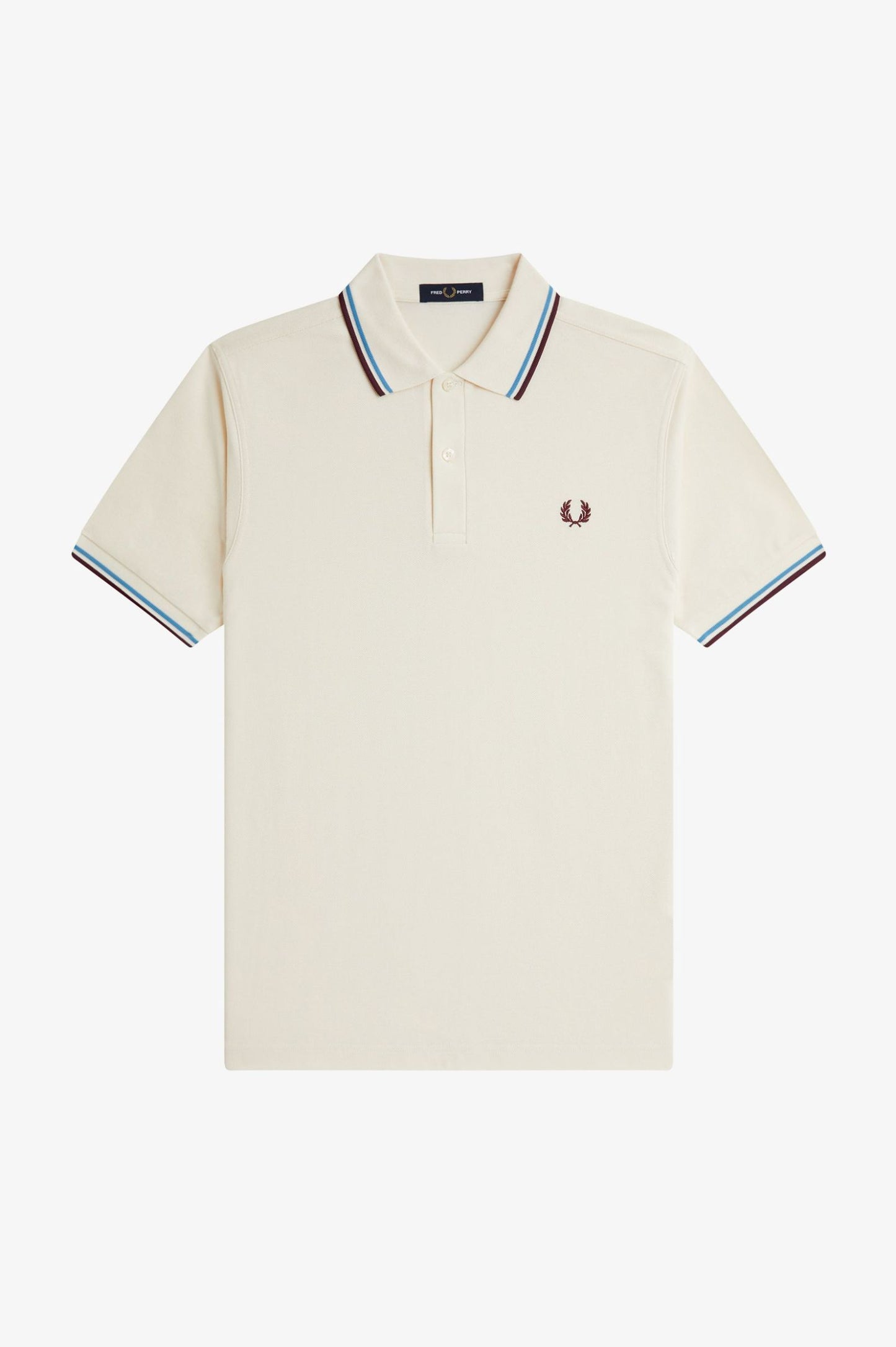 The Fred Perry Shirt M3600 Laurel Wreath Ecru / Court Blue / Oxblood