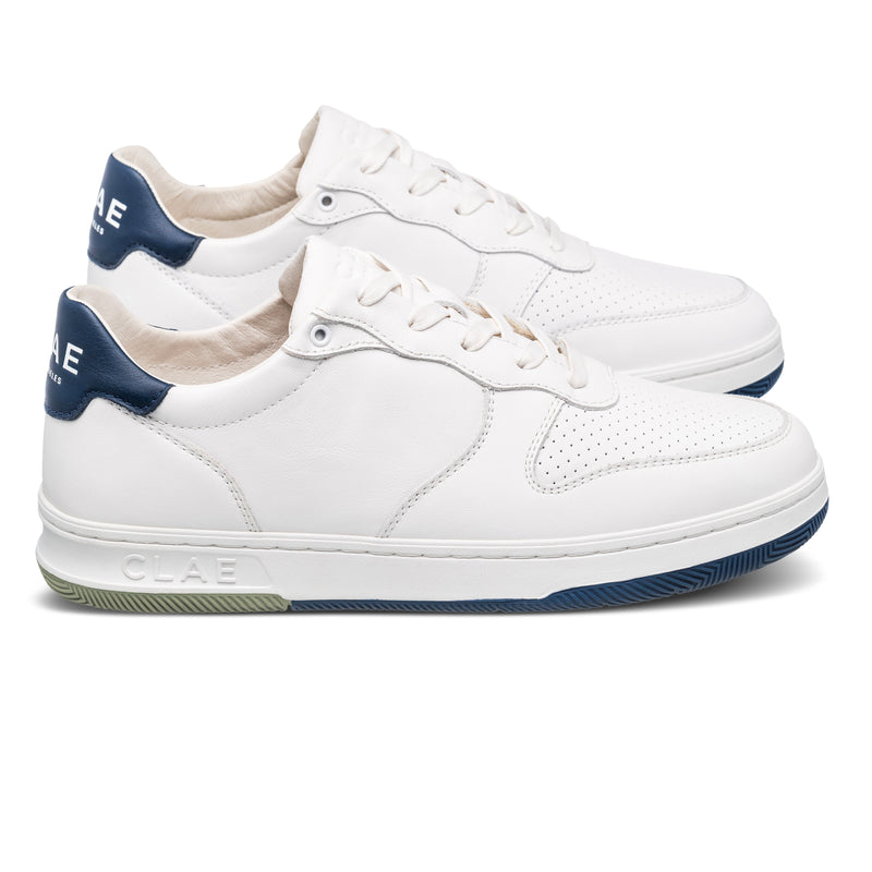 Clae Malone White Leather Denim