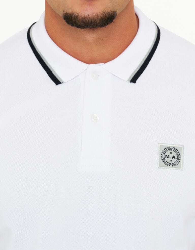 Marshall Artist Tipped Polo Shirt // White