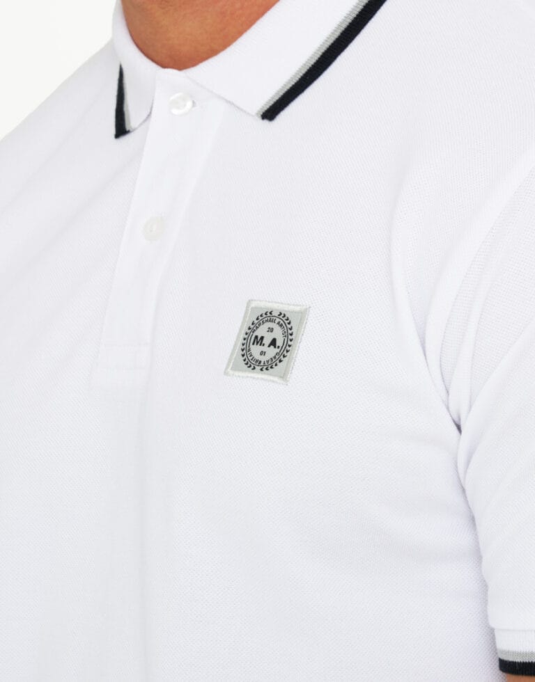 Marshall Artist Tipped Polo Shirt // White