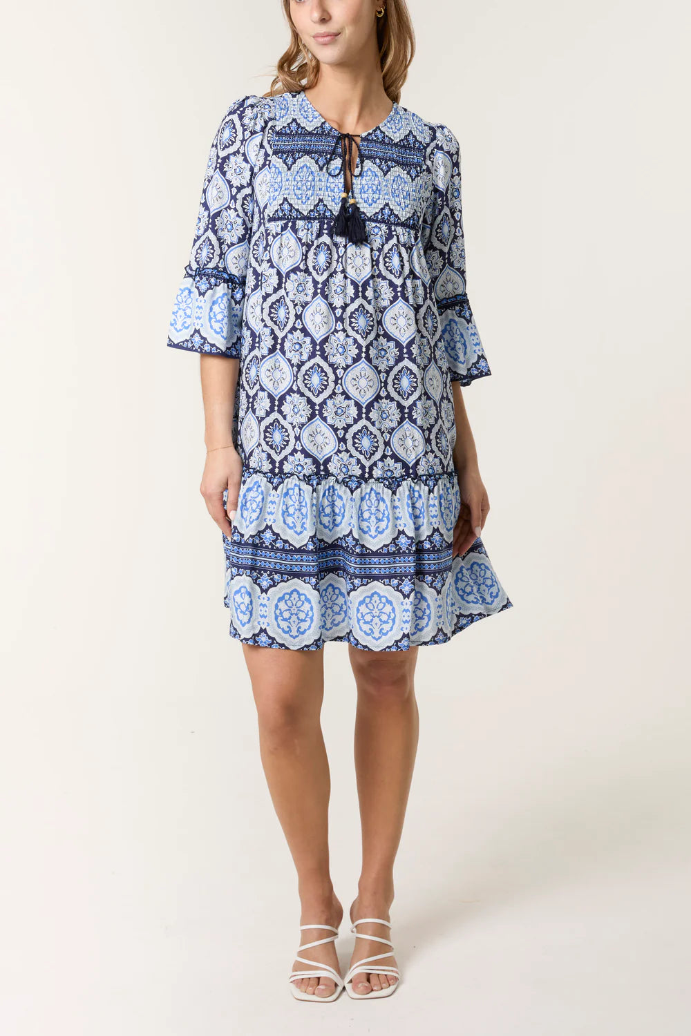 Nova of London Printed Tassels Smock Dress