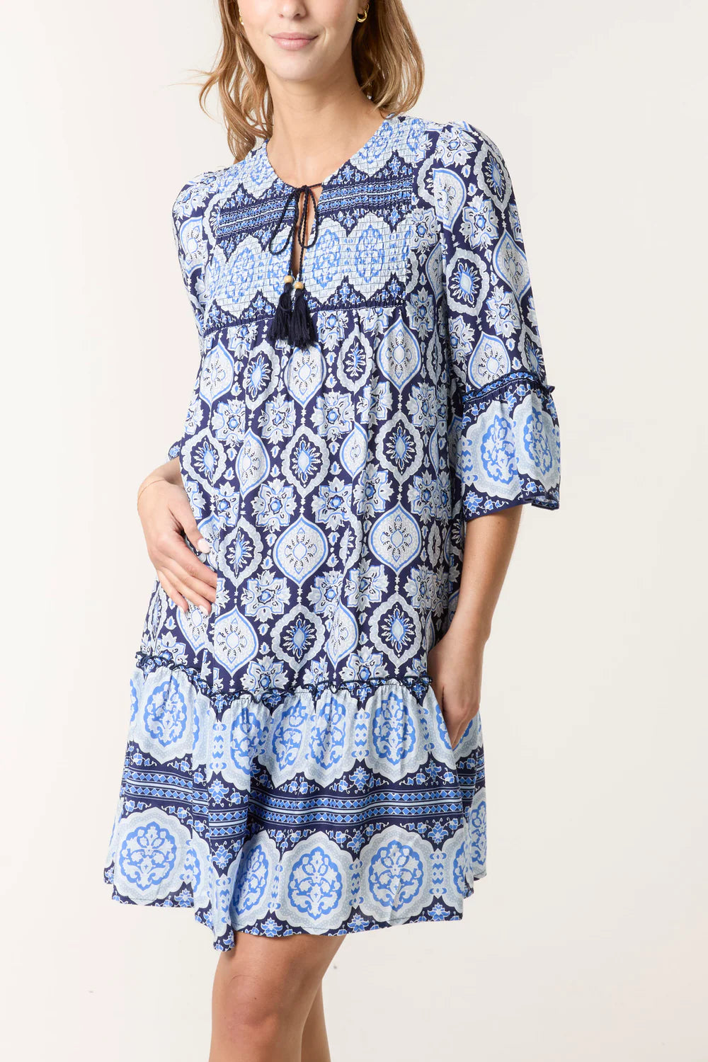 Nova of London Printed Tassels Smock Dress