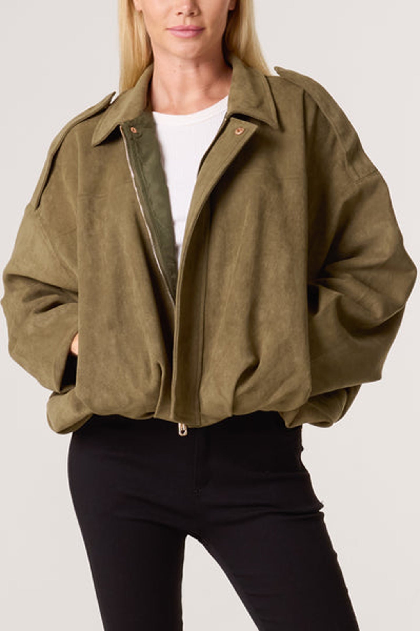 Nova of London Suede Puffball Bomber Jacket
