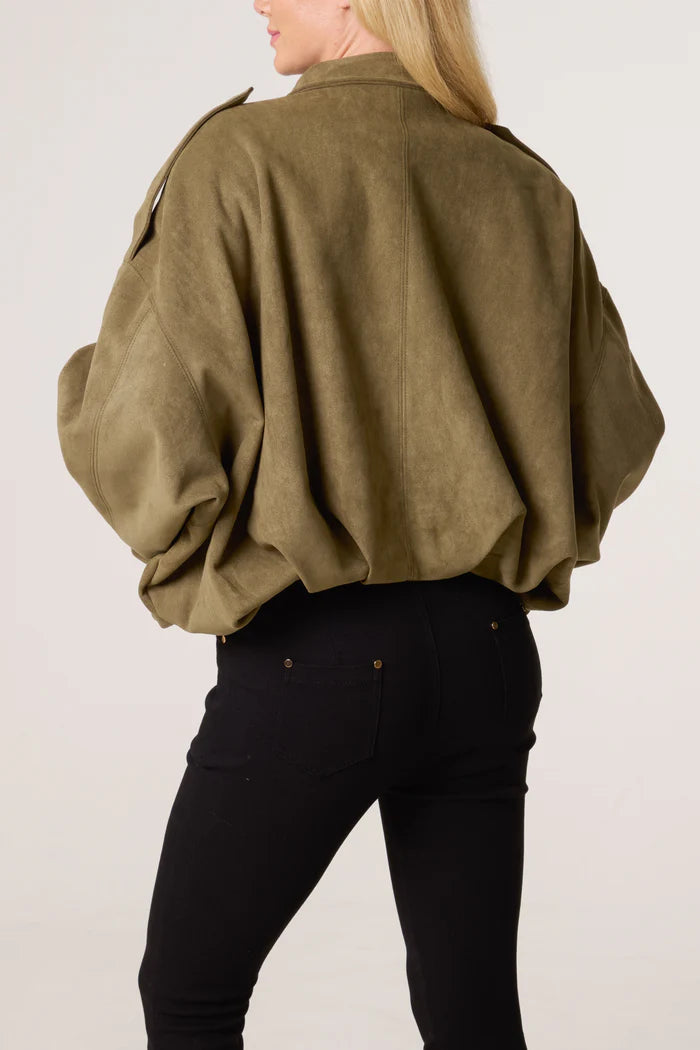 Nova of London Suede Puffball Bomber Jacket