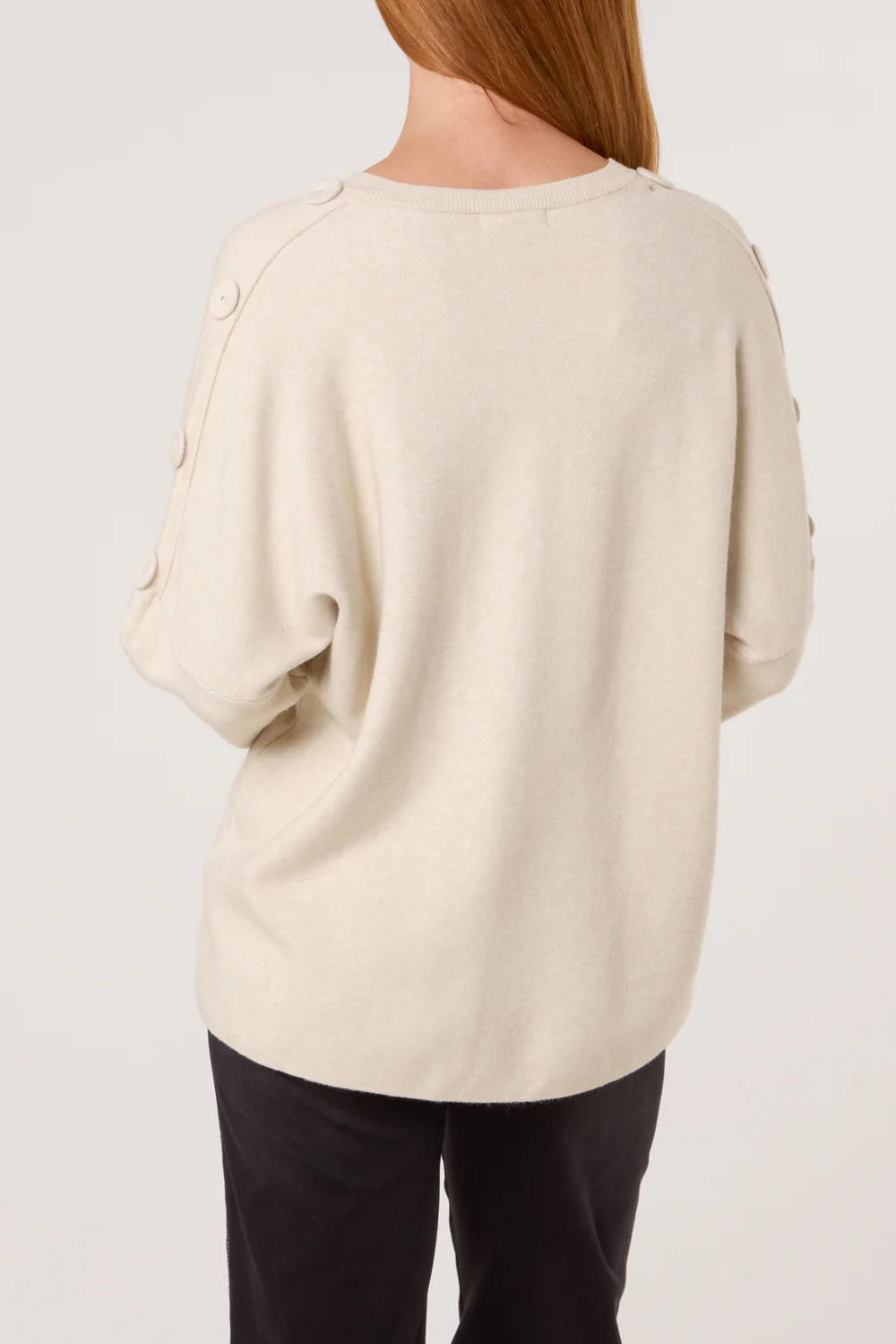 Nova of London V-Neck Button Sleeve Knit Jumper