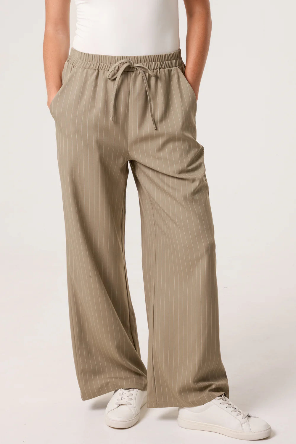Nova of London Elasticated Pinstripe Wide Leg Trousers