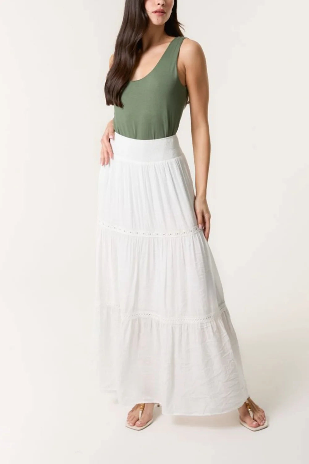 Nova of London Crochet Tiered Maxi Skirt