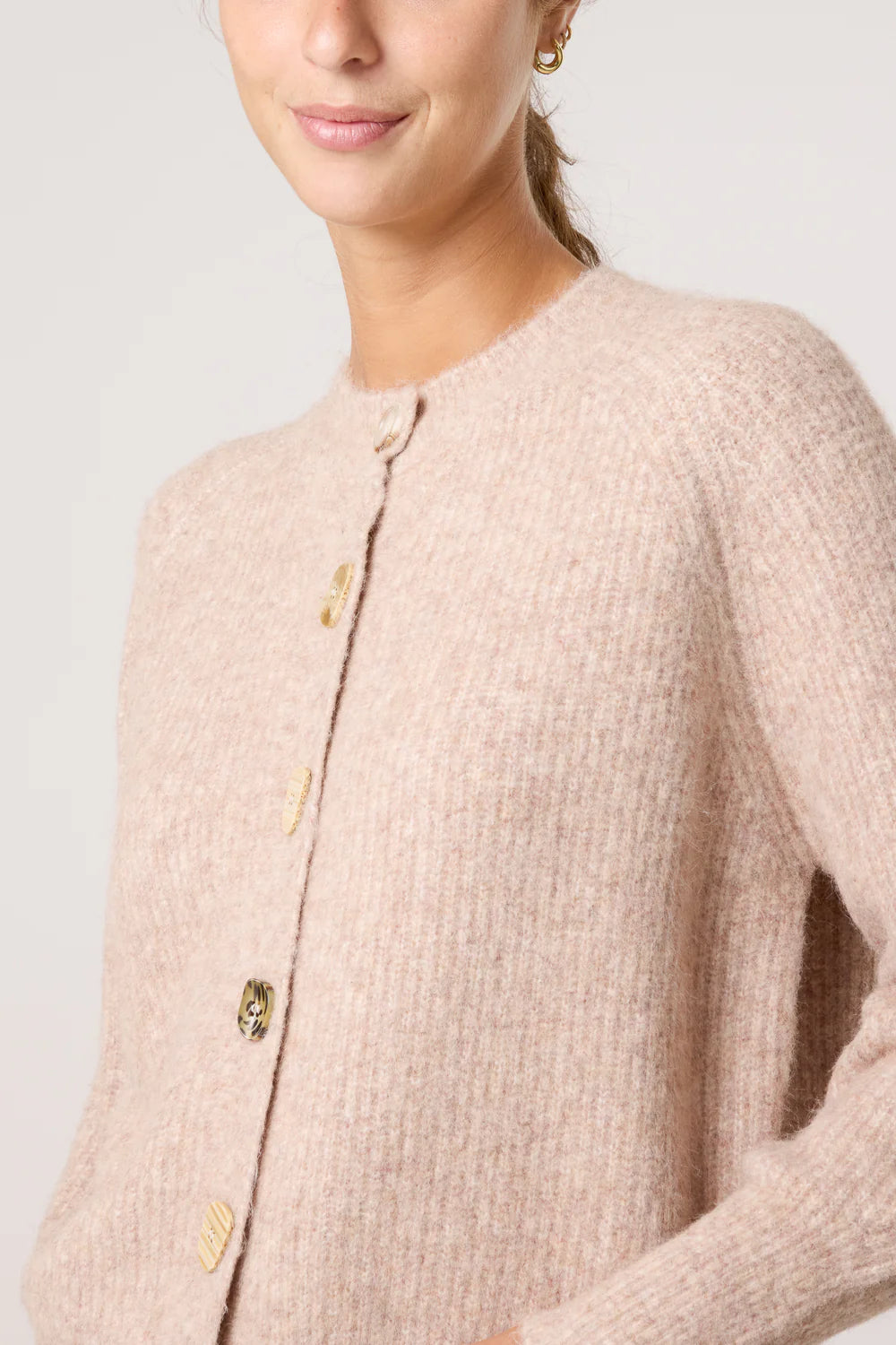 Nova of London Print Buttons Round Neck Knit Cardigan