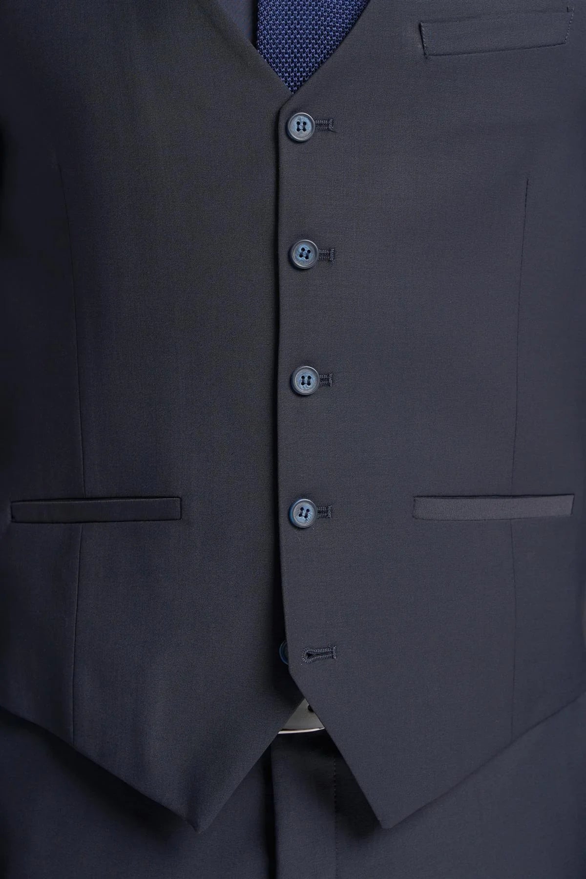 Cavani Bond Wool Rich Midnight Navy Waistcoat