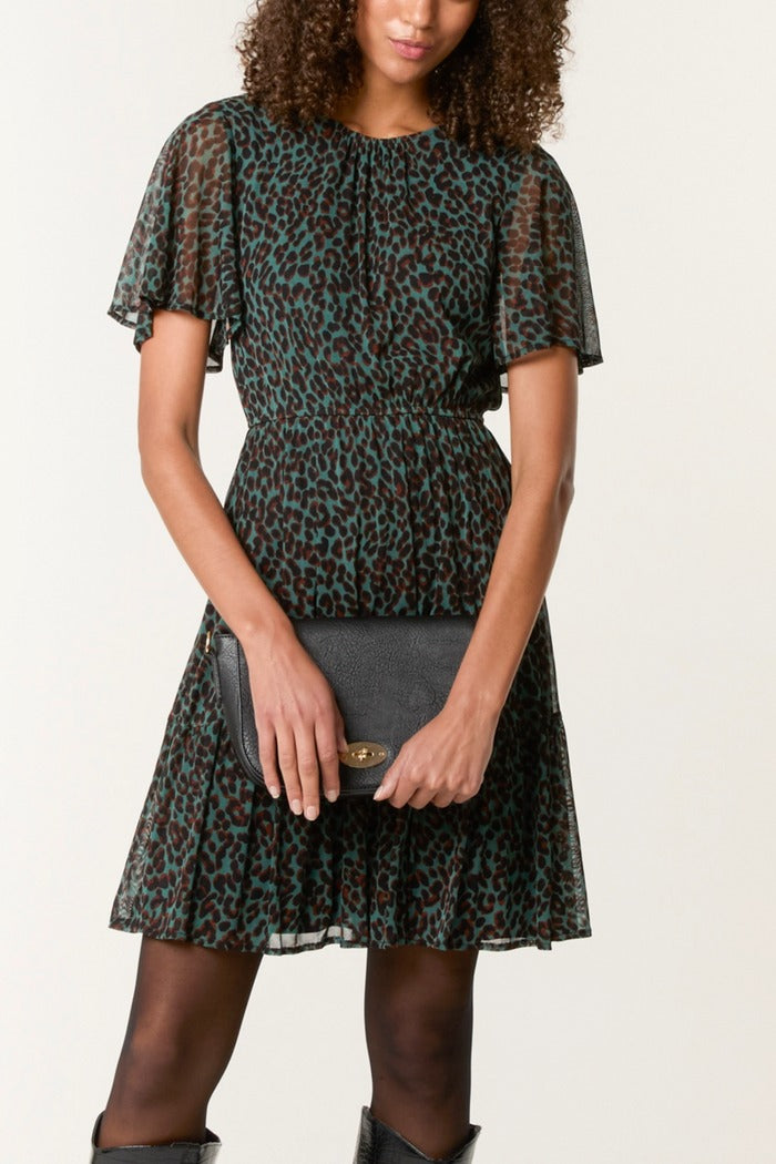 Nova of London Flutter Sleeve Round Neck Animal Dress